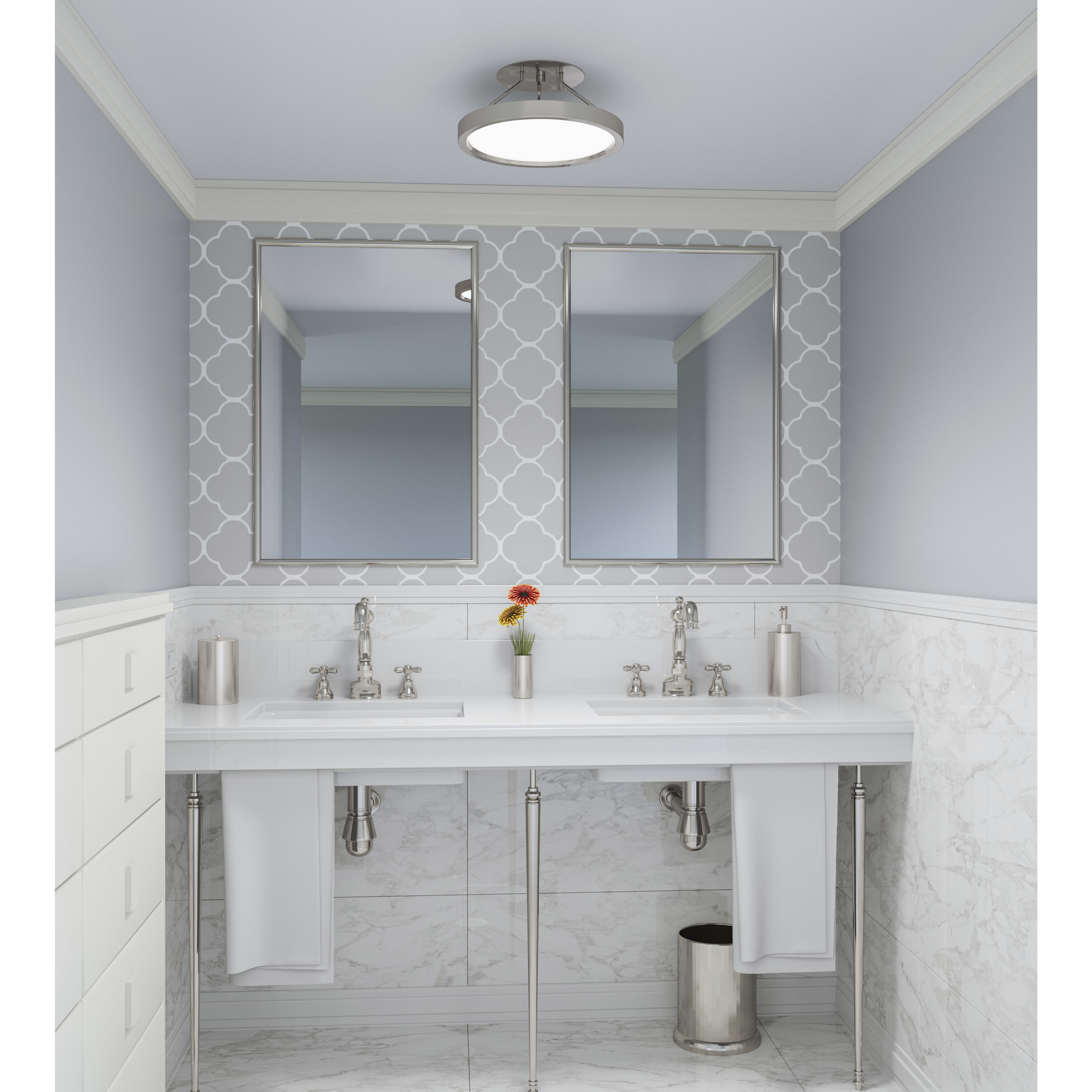 Outskirts LED 11 inch Brushed Nickel Semi-Flush Mount Ceiling Light