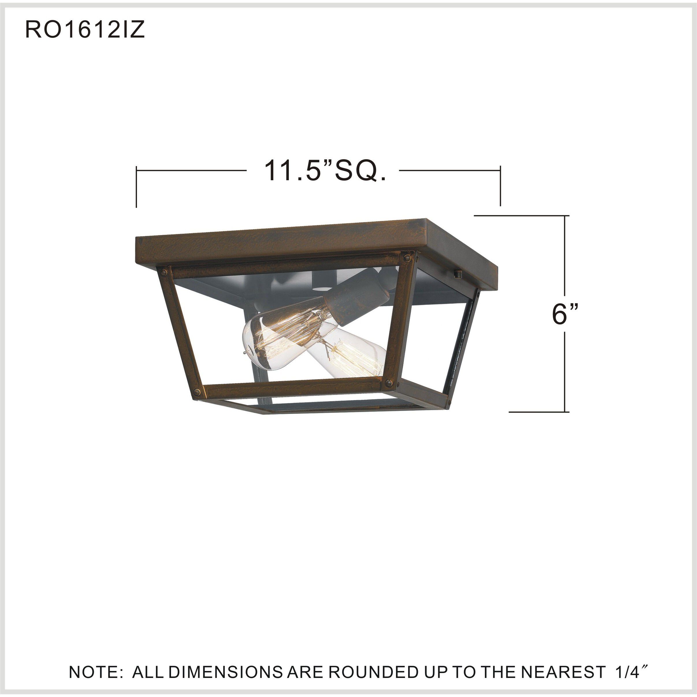 Rue De Royal 2 Light 11.5 inch Industrial Bronze Outdoor Flush Mount
