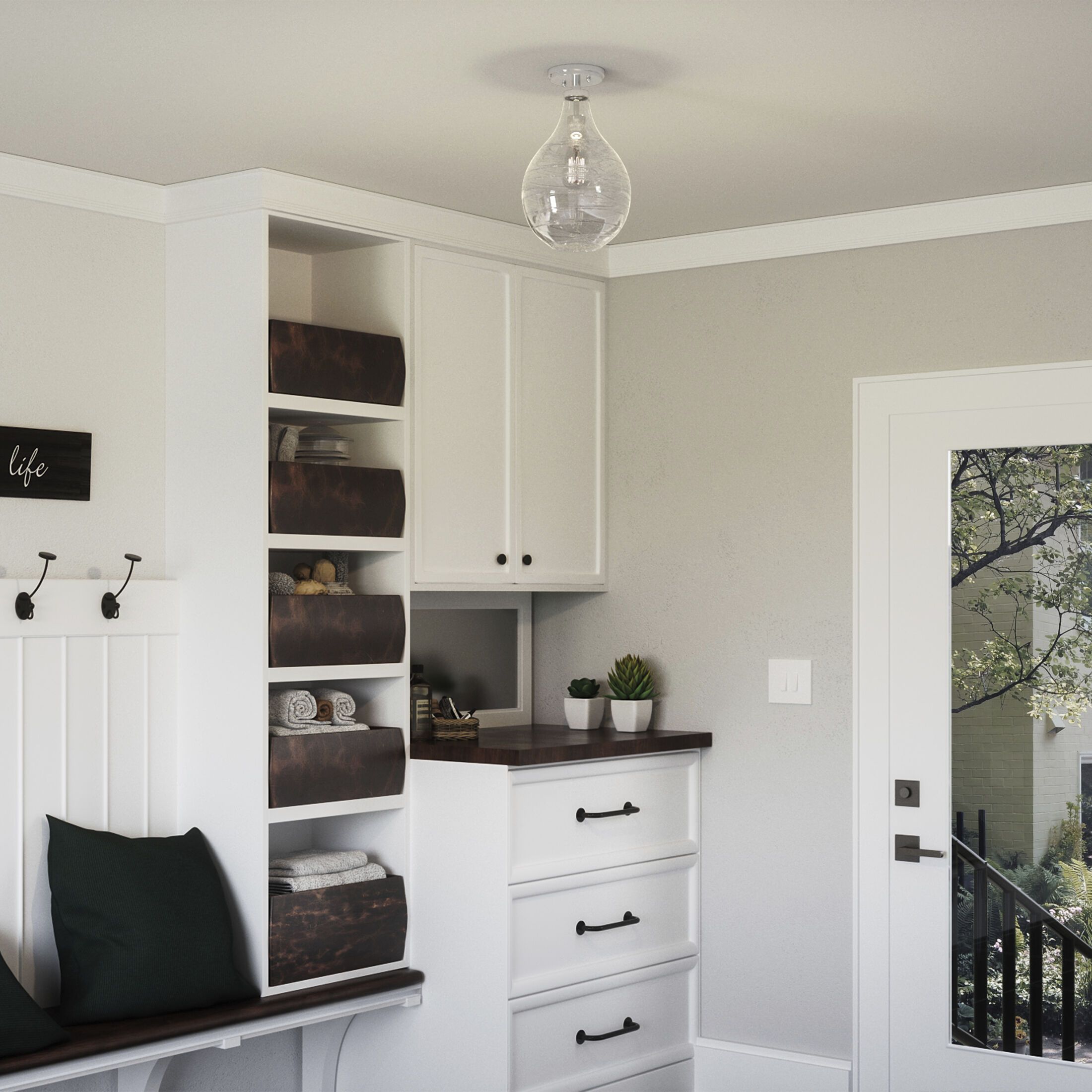 Genie 1 Light 9 inch Polished Chrome Semi-Flush Mount Ceiling Light