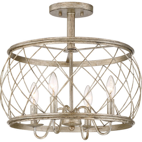 Dury 4 Light 17.5 inch Century Silver Leaf Semi-Flush Mount Ceiling Light