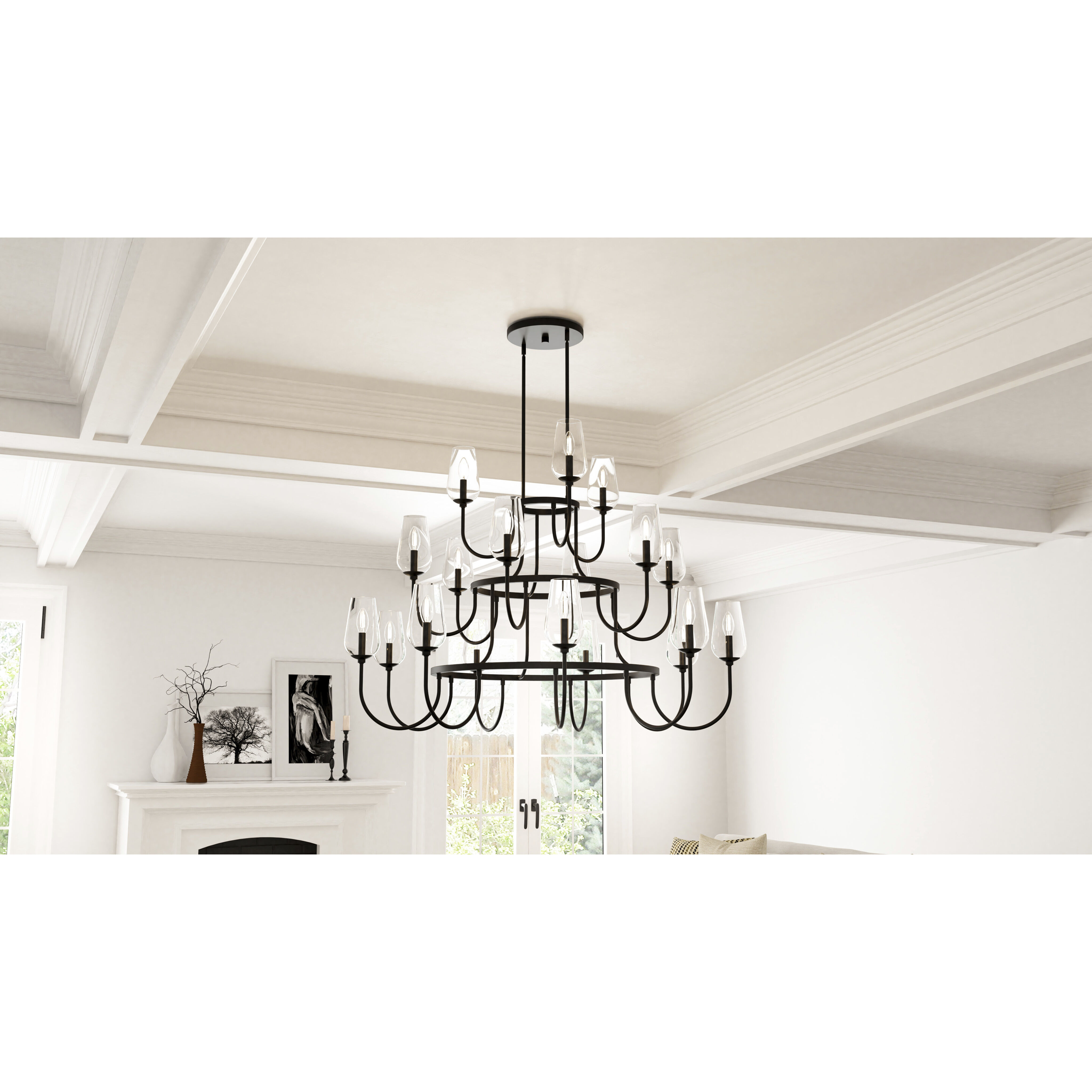 Viscount 18 Light 48 inch Matte Black Chandelier Ceiling Light