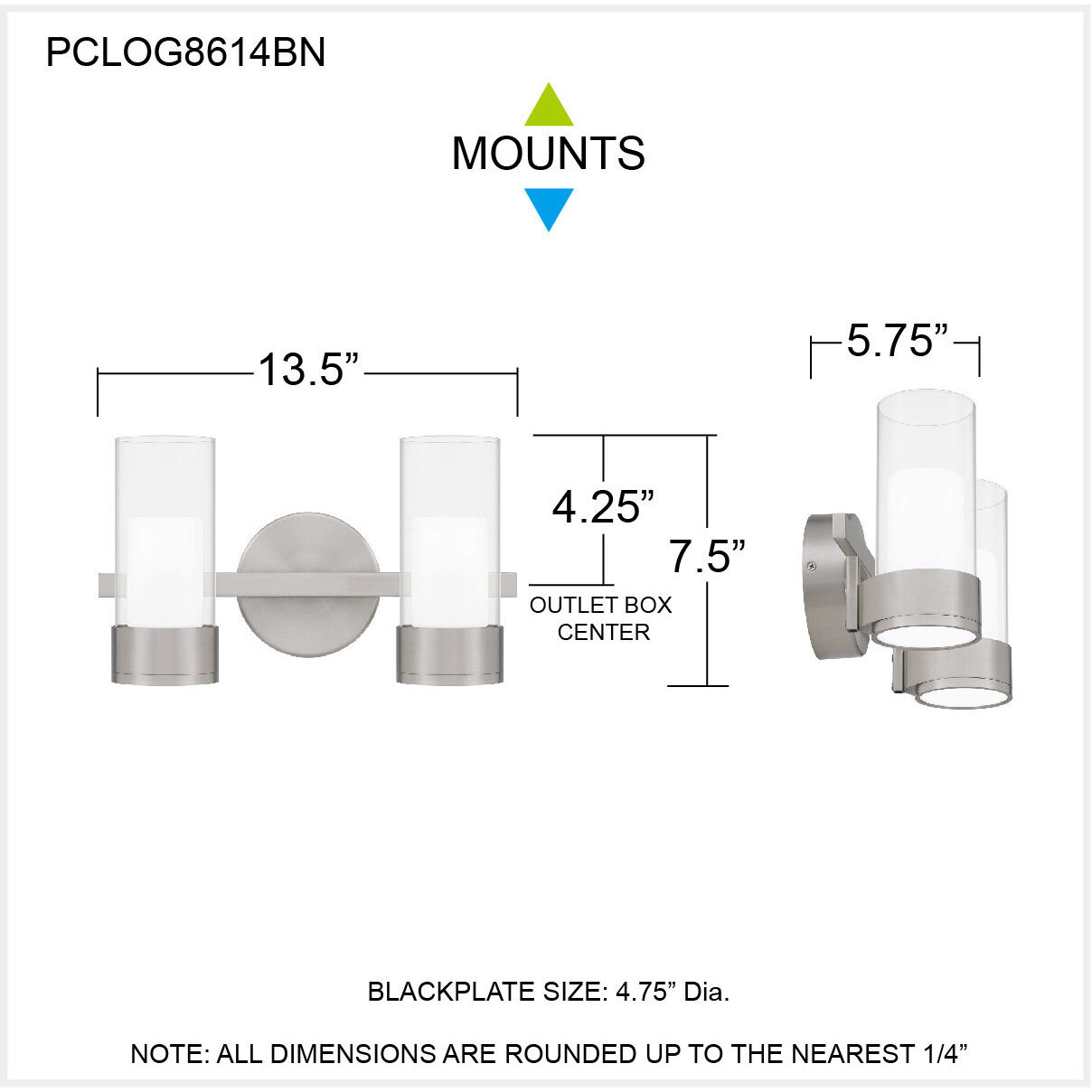Logan LED 13.5 inch Brushed Nickel Bath Light Wall Light