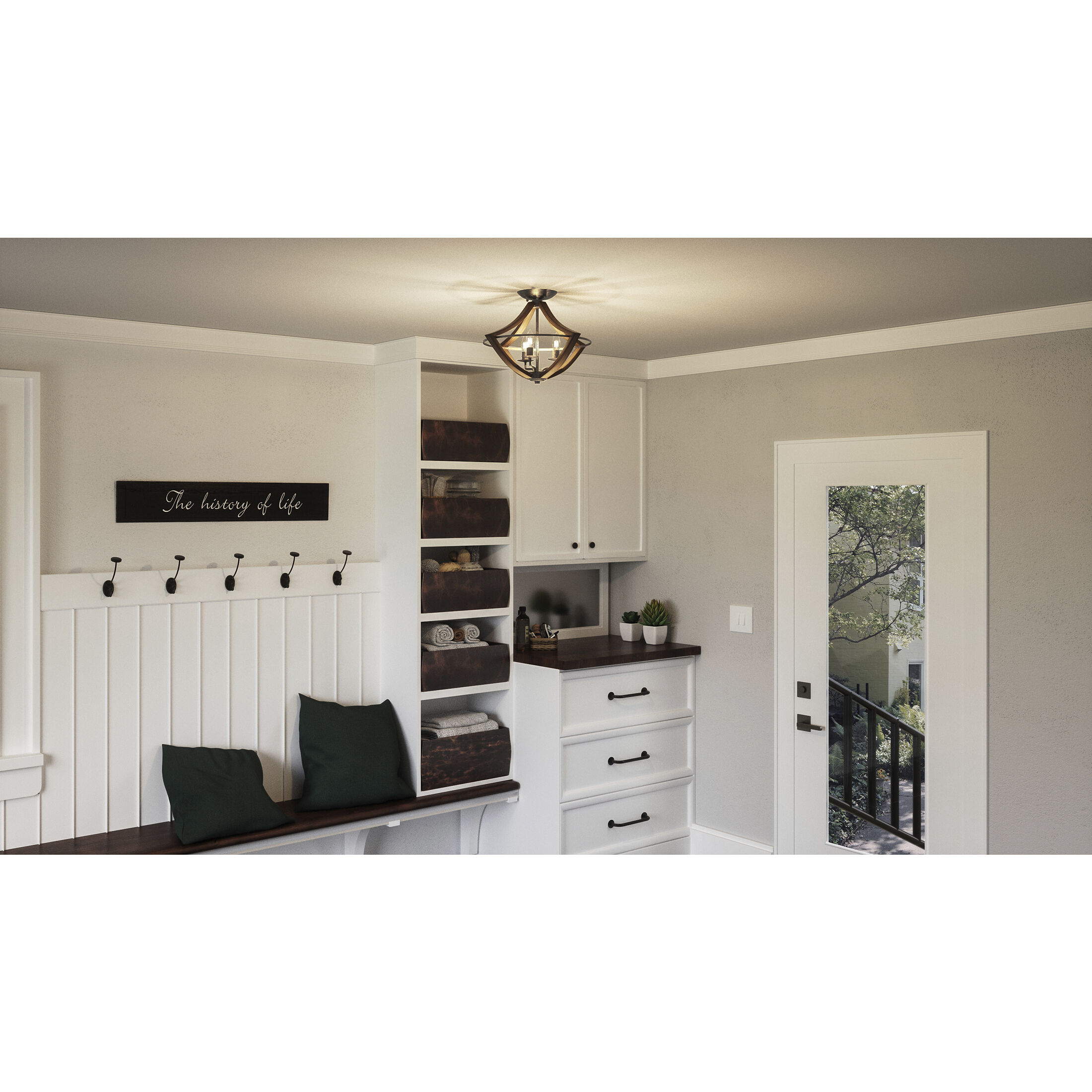 Shire 3 Light 17 inch Rustic Black Semi-Flush Mount Ceiling Light