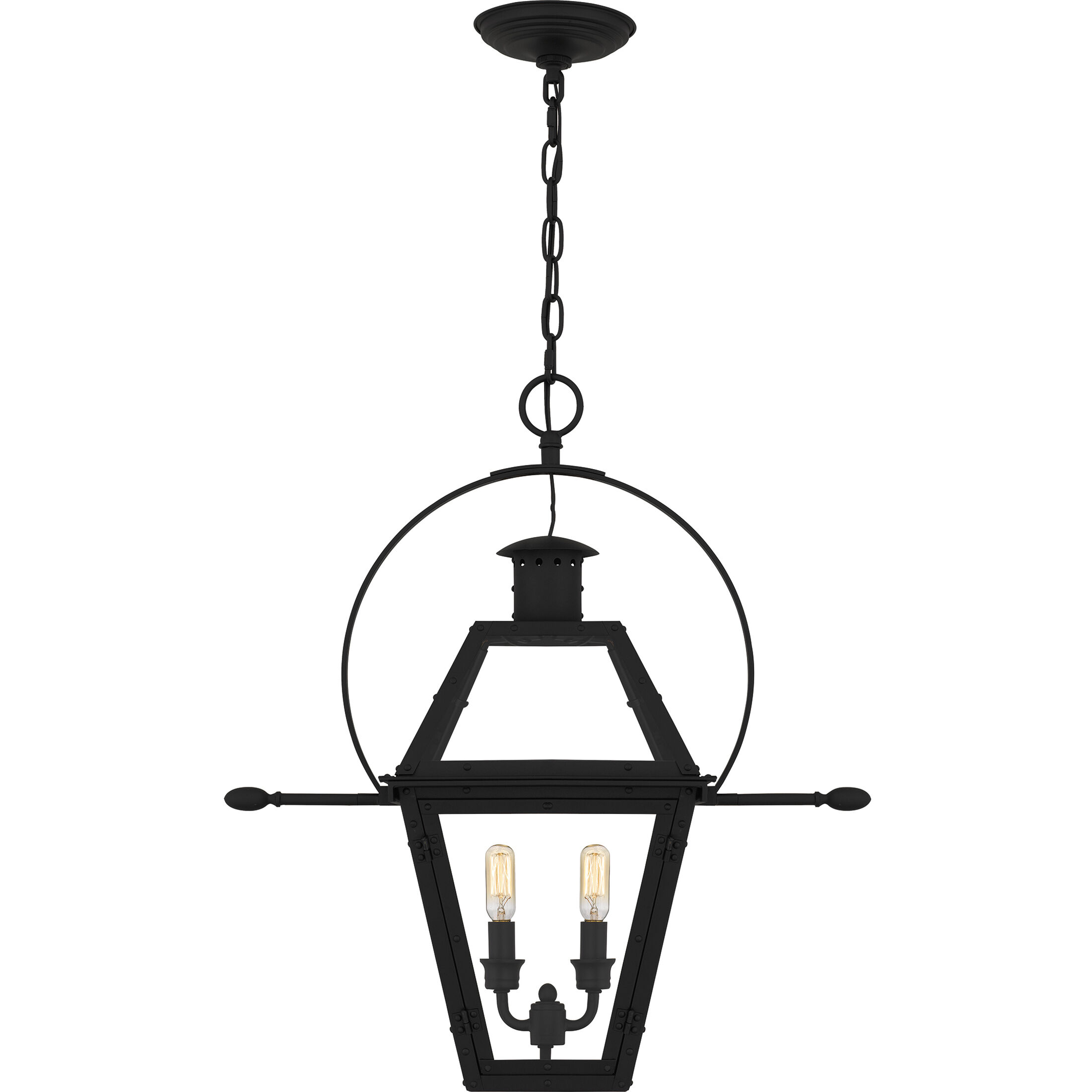 Rue De Royal 2 Light 21.25 inch Earth Black Outdoor Hanging Lantern, Large