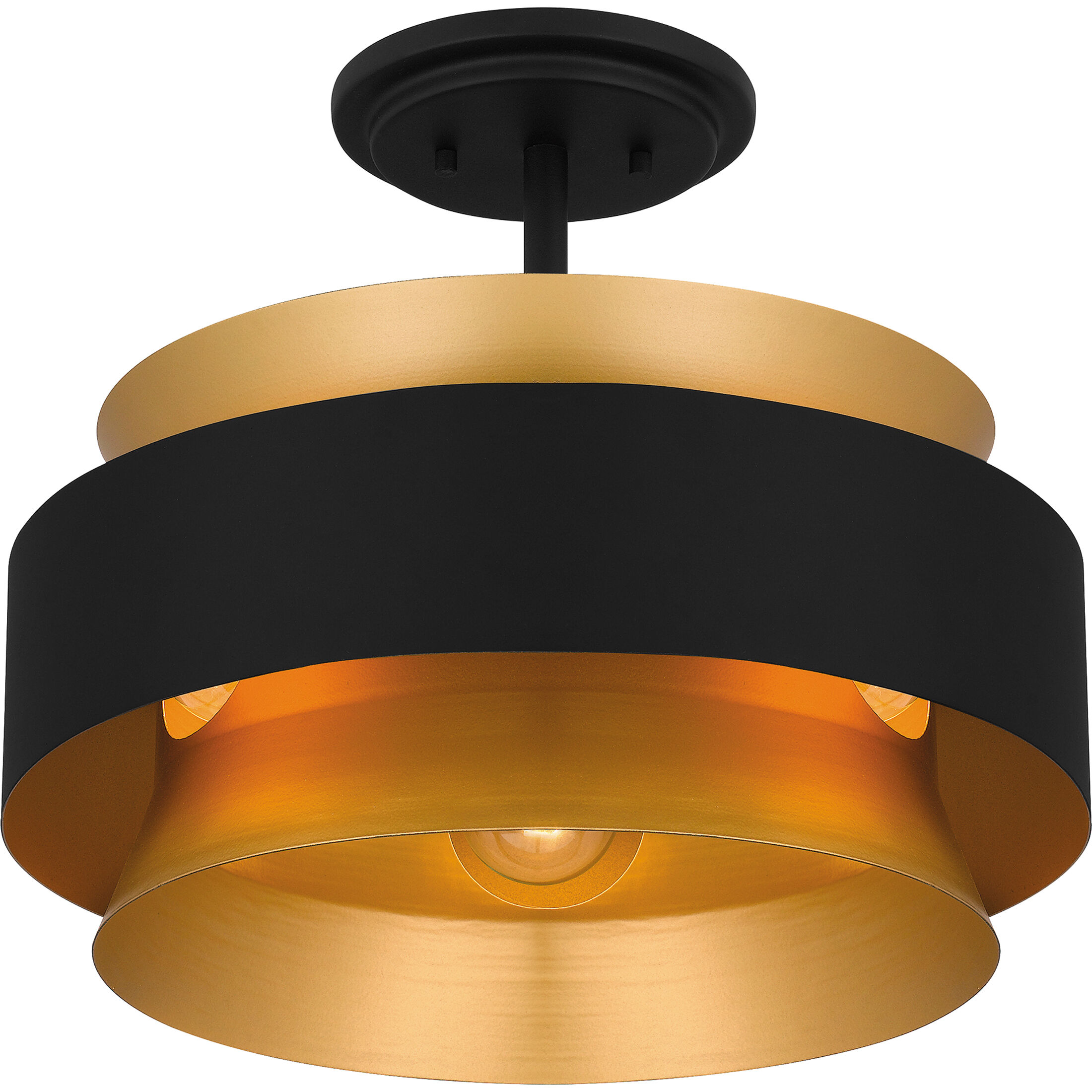 Quoizel QSF5570EK Hagley 3 Light 15 inch Earth Black Semi Flush