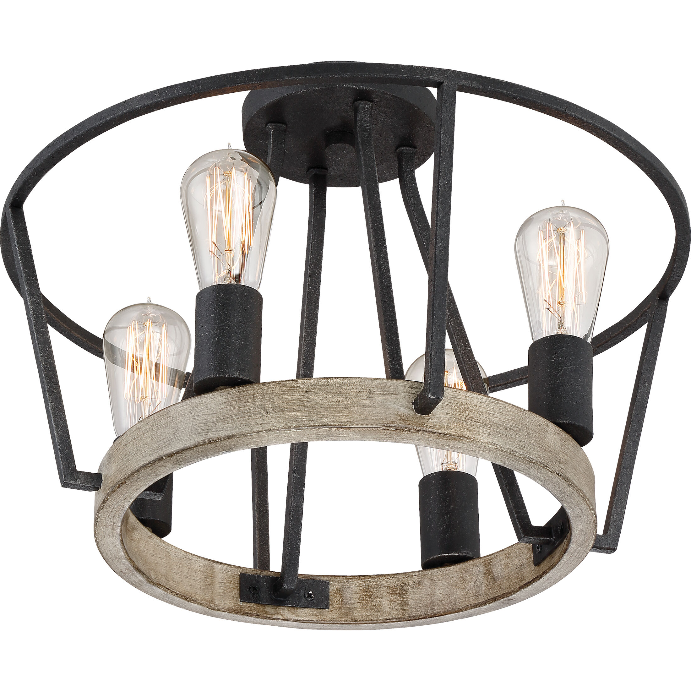 Brockton 4 Light 18 inch Grey Ash Semi-Flush Mount Ceiling Light