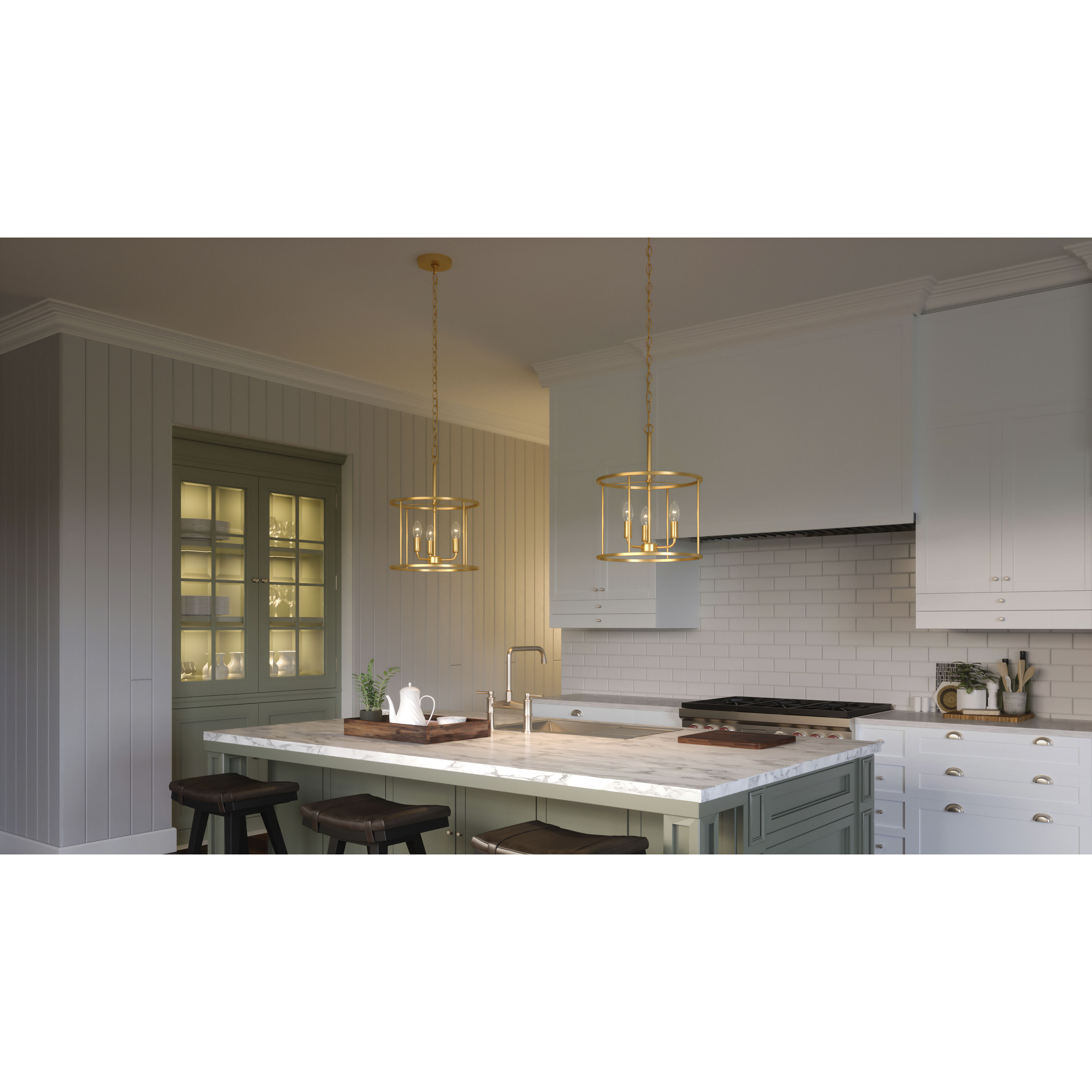 Abner 3 Light 14 inch Aged Brass Pendant Ceiling Light