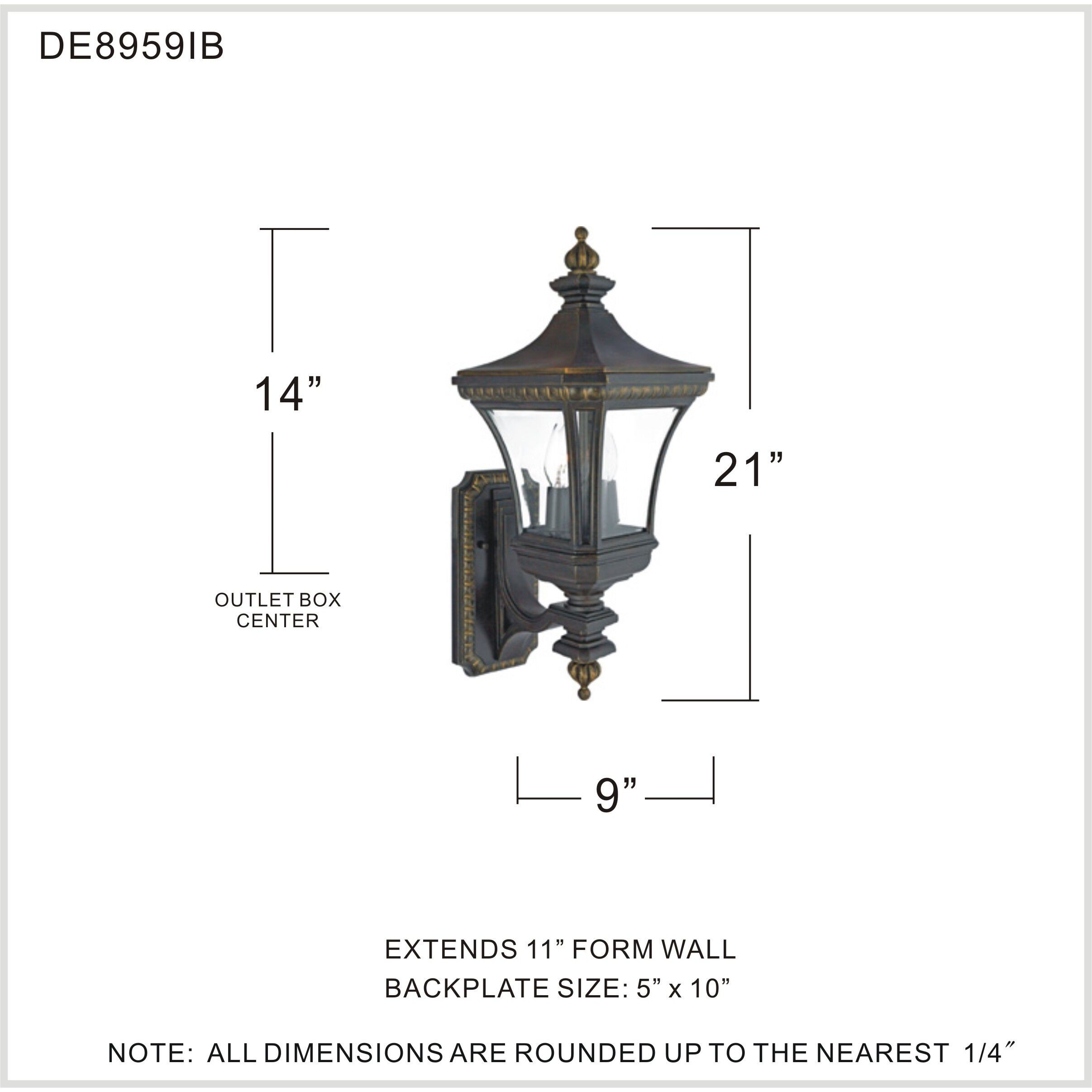 Devon 2 Light 21 inch Imperial Bronze Outdoor Wall Lantern