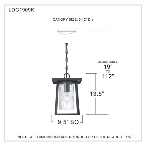Lodge 1 Light 10 inch Mystic Black Outdoor Hanging Lantern