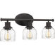 Caverly 3 Light 22.25 inch Bronze Bath Light Wall Light