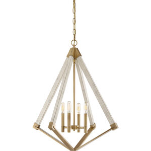 View Point 4 Light 24 inch Weathered Brass Foyer Chandelier Ceiling Light