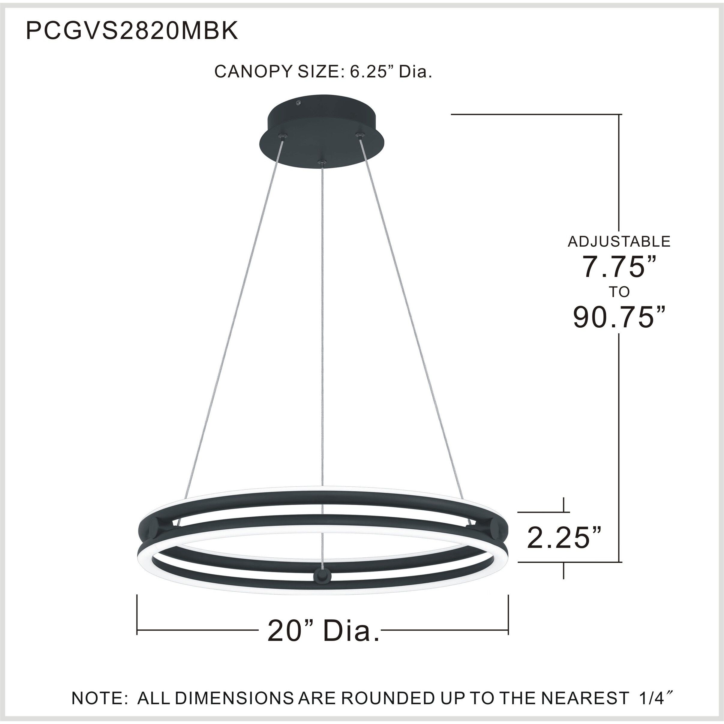 Graves LED 20 inch Matte Black Pendant Ceiling Light