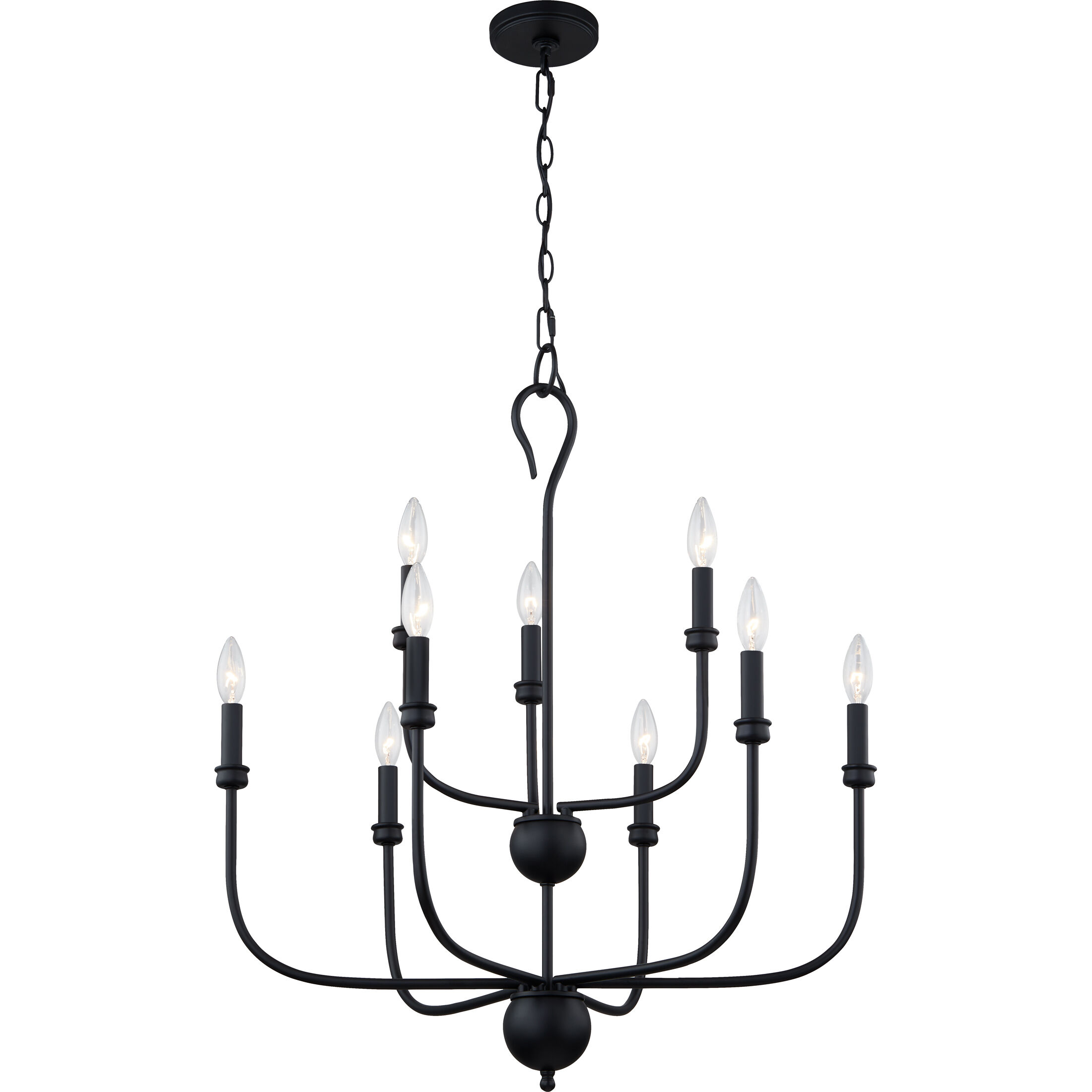 Blanche 9 Light 27 inch Matte Black Chandelier Ceiling Light