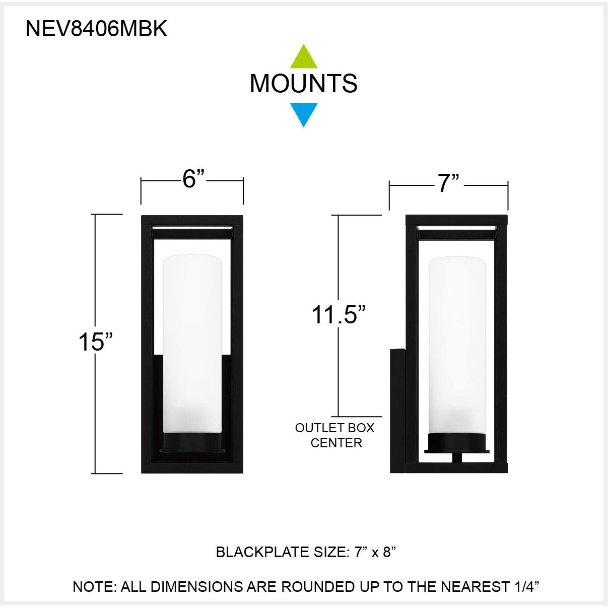 Neville 1 Light 6 inch Matte Black Outdoor Lantern