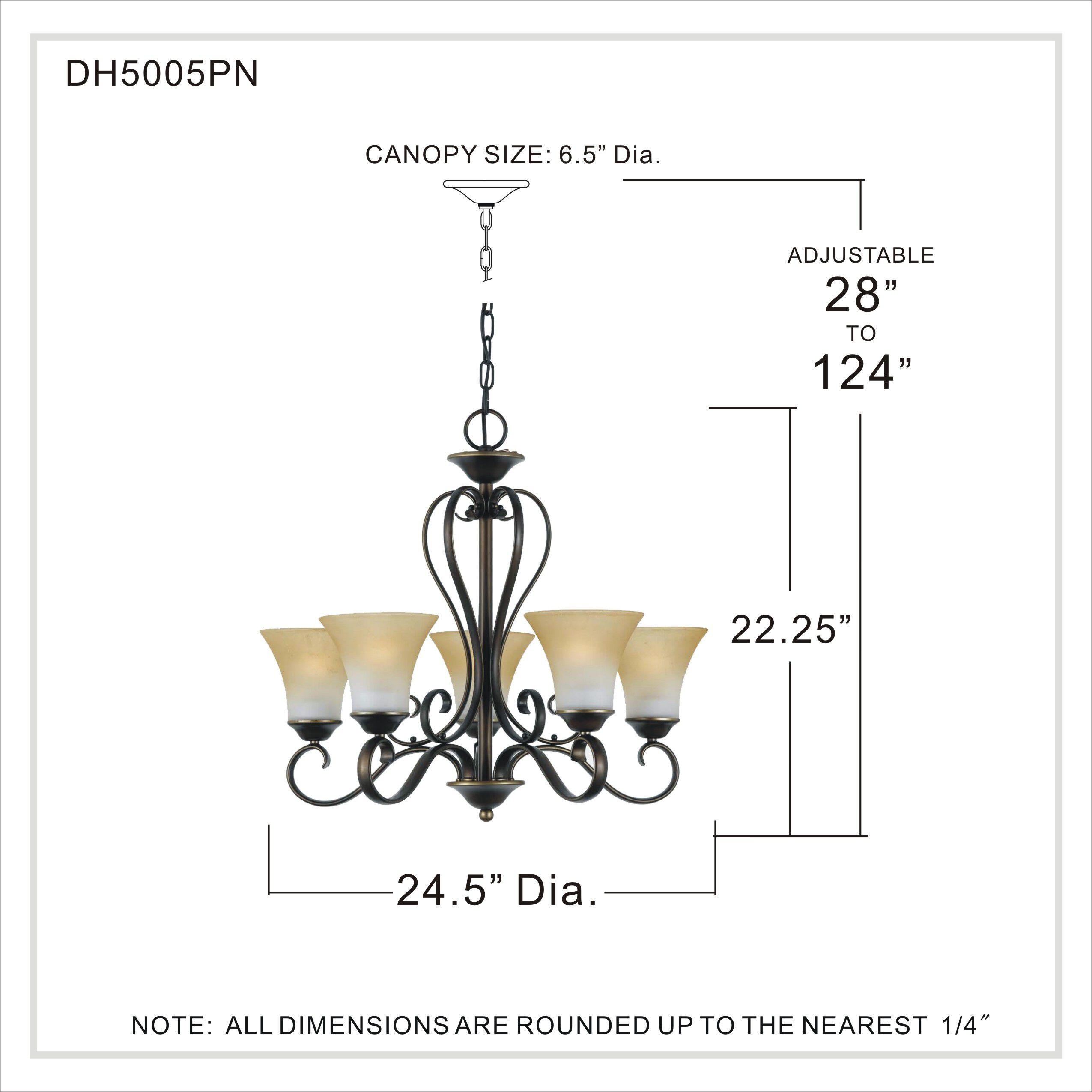 Duchess 5 Light 25 inch Palladian Bronze Chandelier Ceiling Light