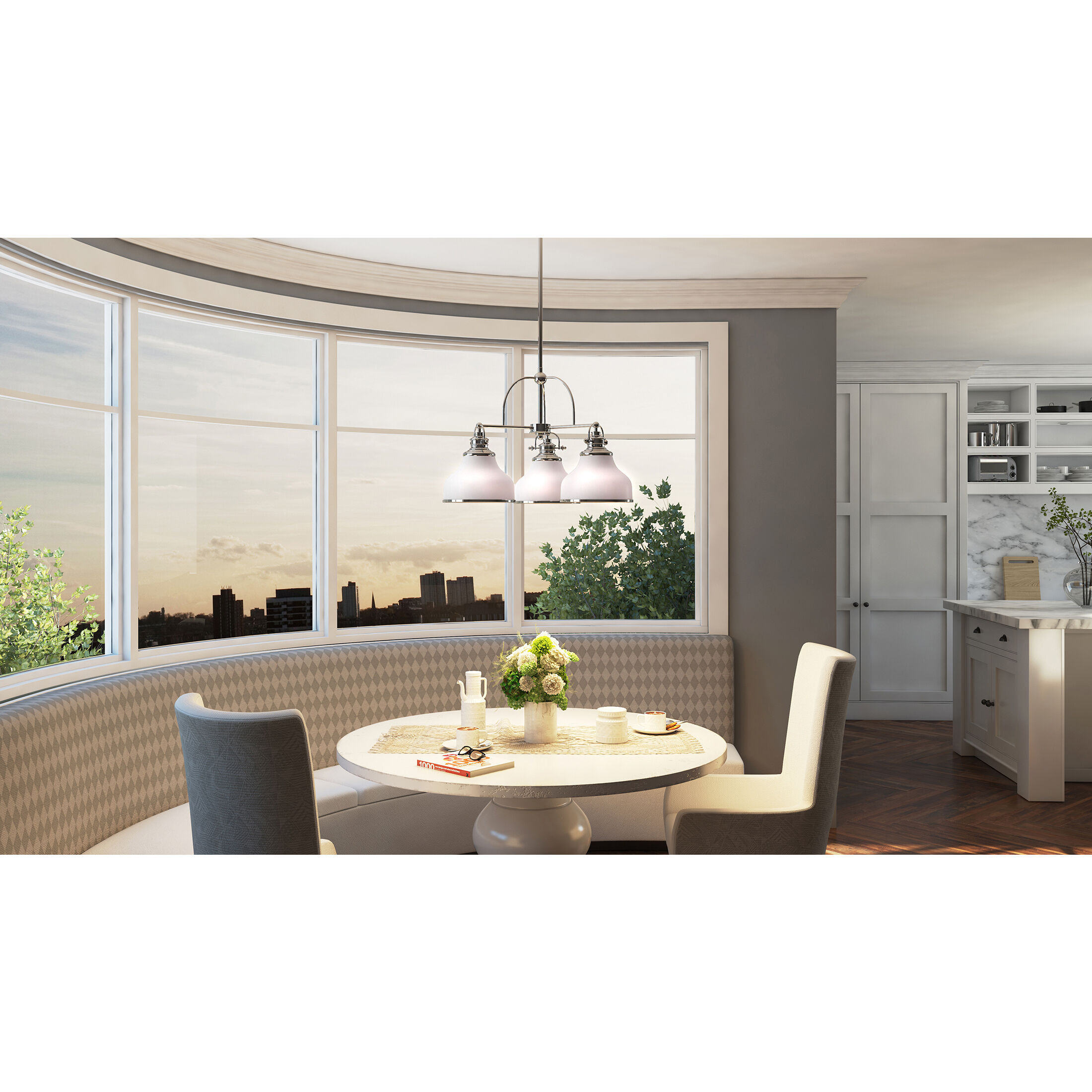 Grant 3 Light 24 inch Brushed Nickel Chandelier Ceiling Light