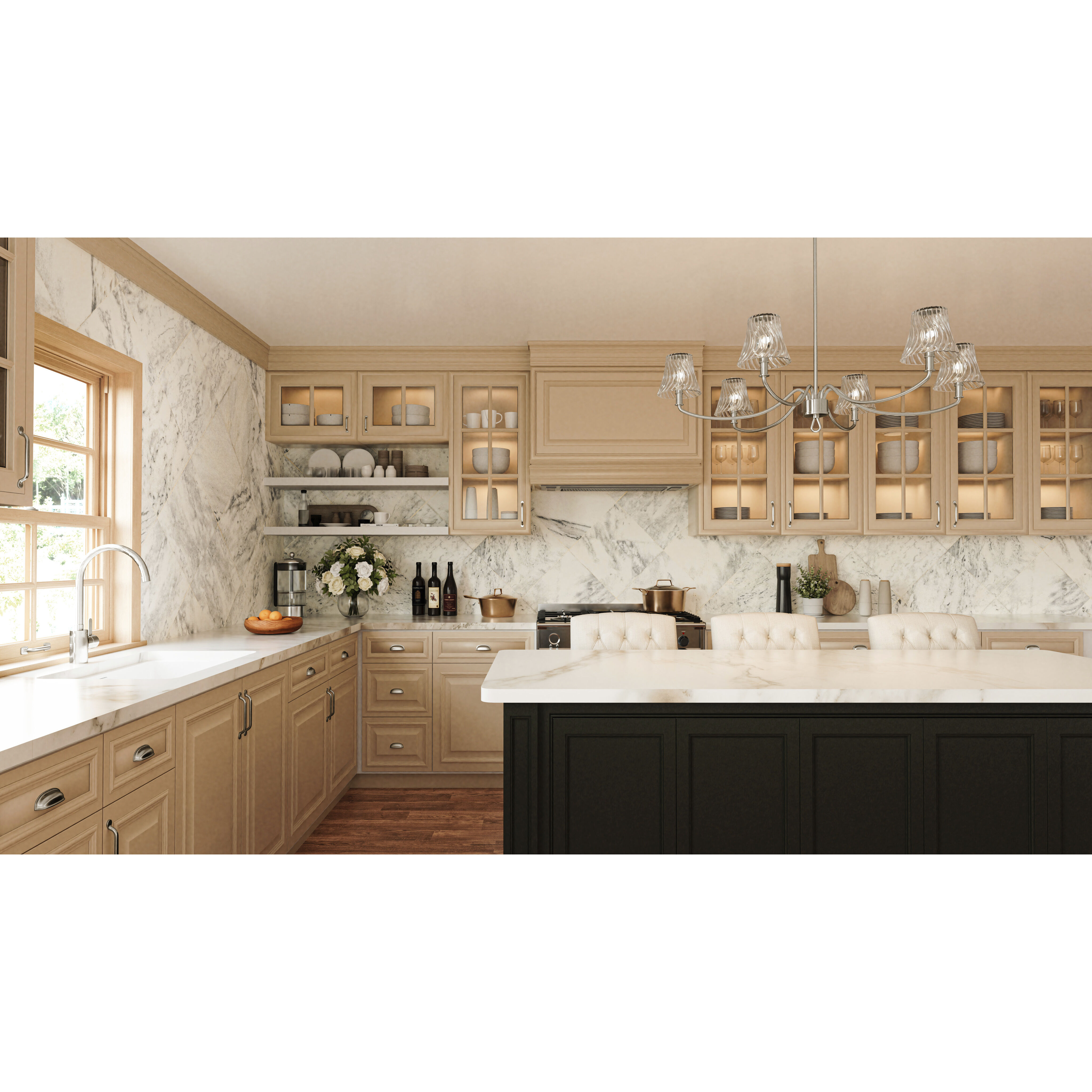 McKinney 6 Light 44 inch Brushed Nickel Linear Chandelier Ceiling Light, Medium