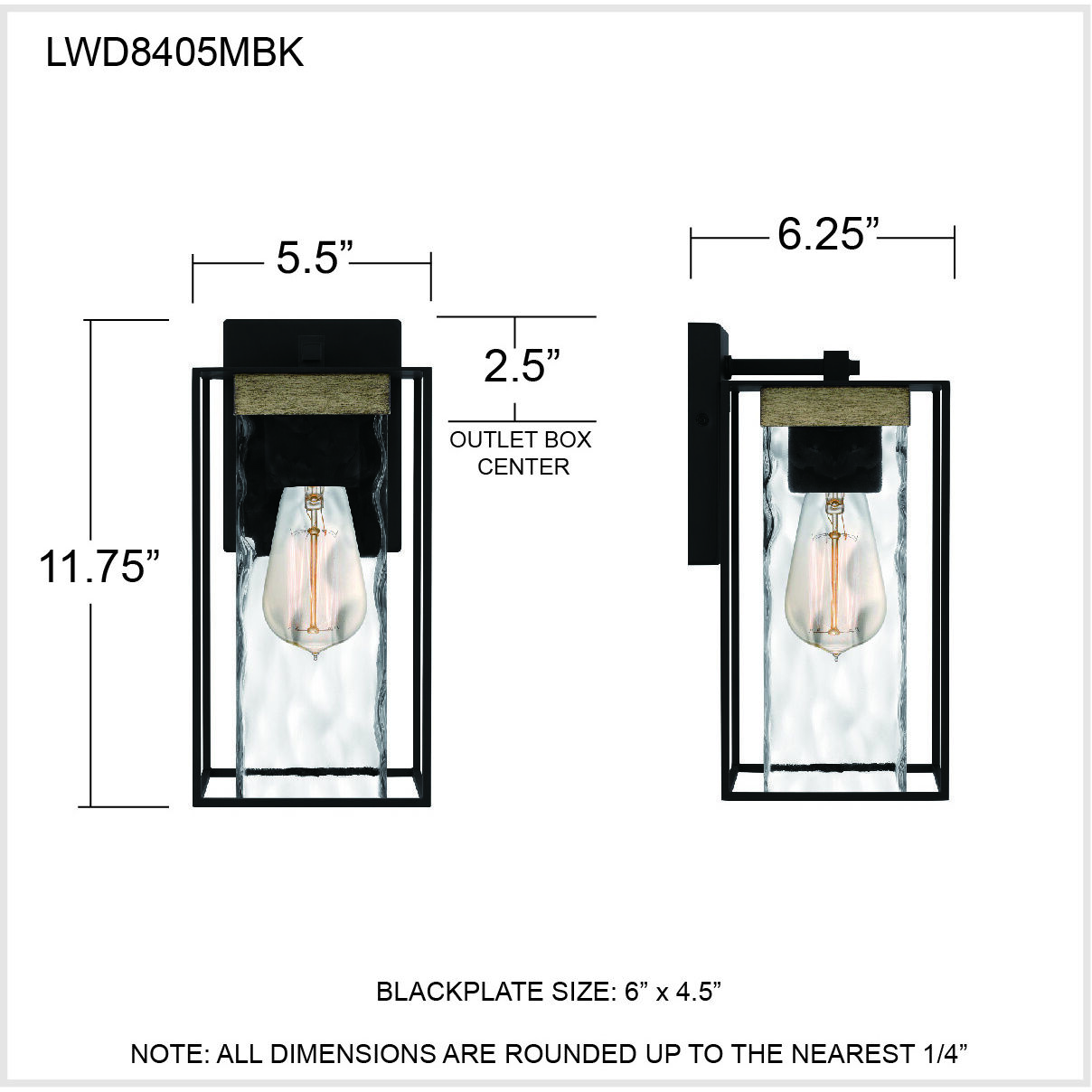 Longwood 1 Light 12 inch Matte Black Outdoor Wall Lantern