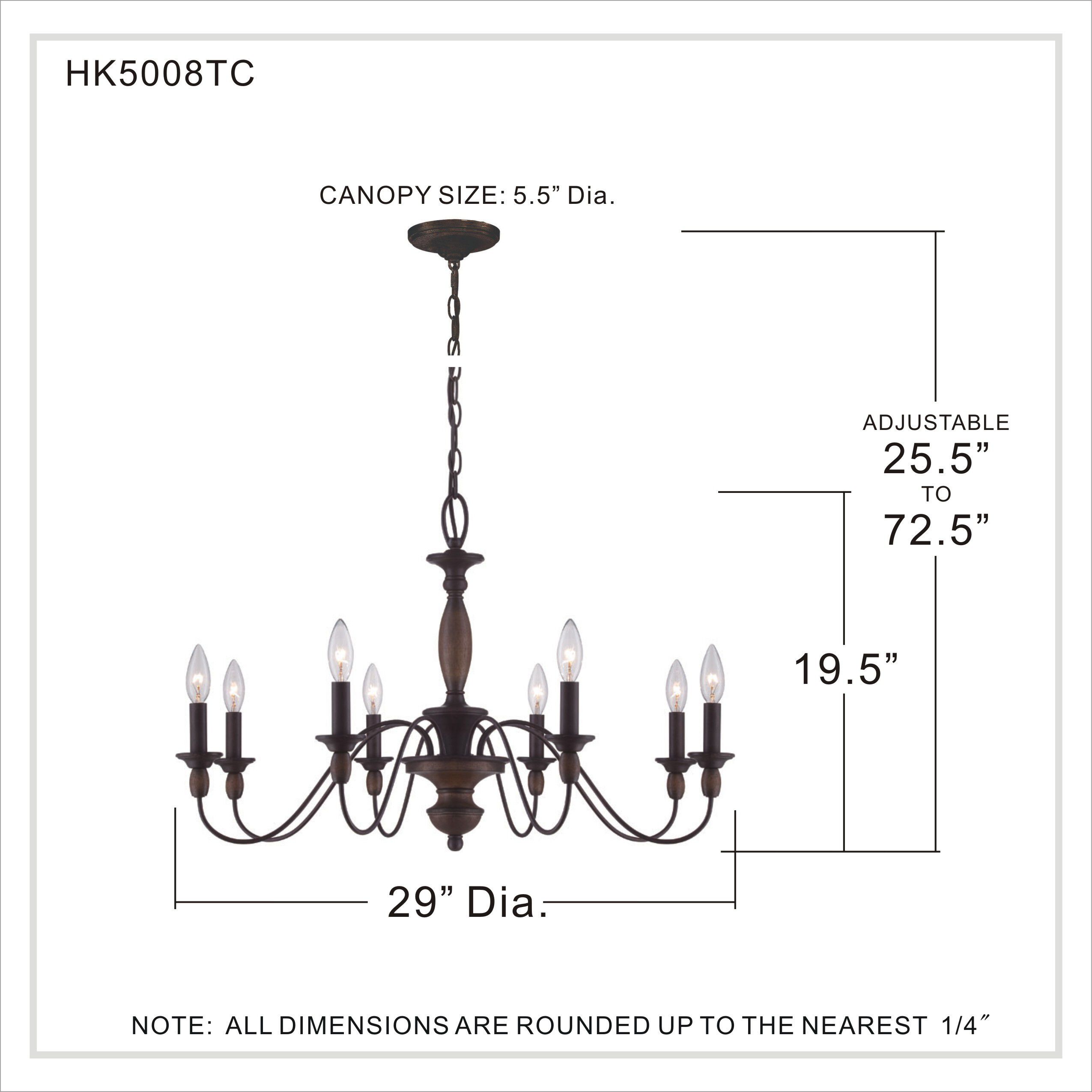 Holbrook 8 Light 29 inch Tuscan Brown Chandelier Ceiling Light