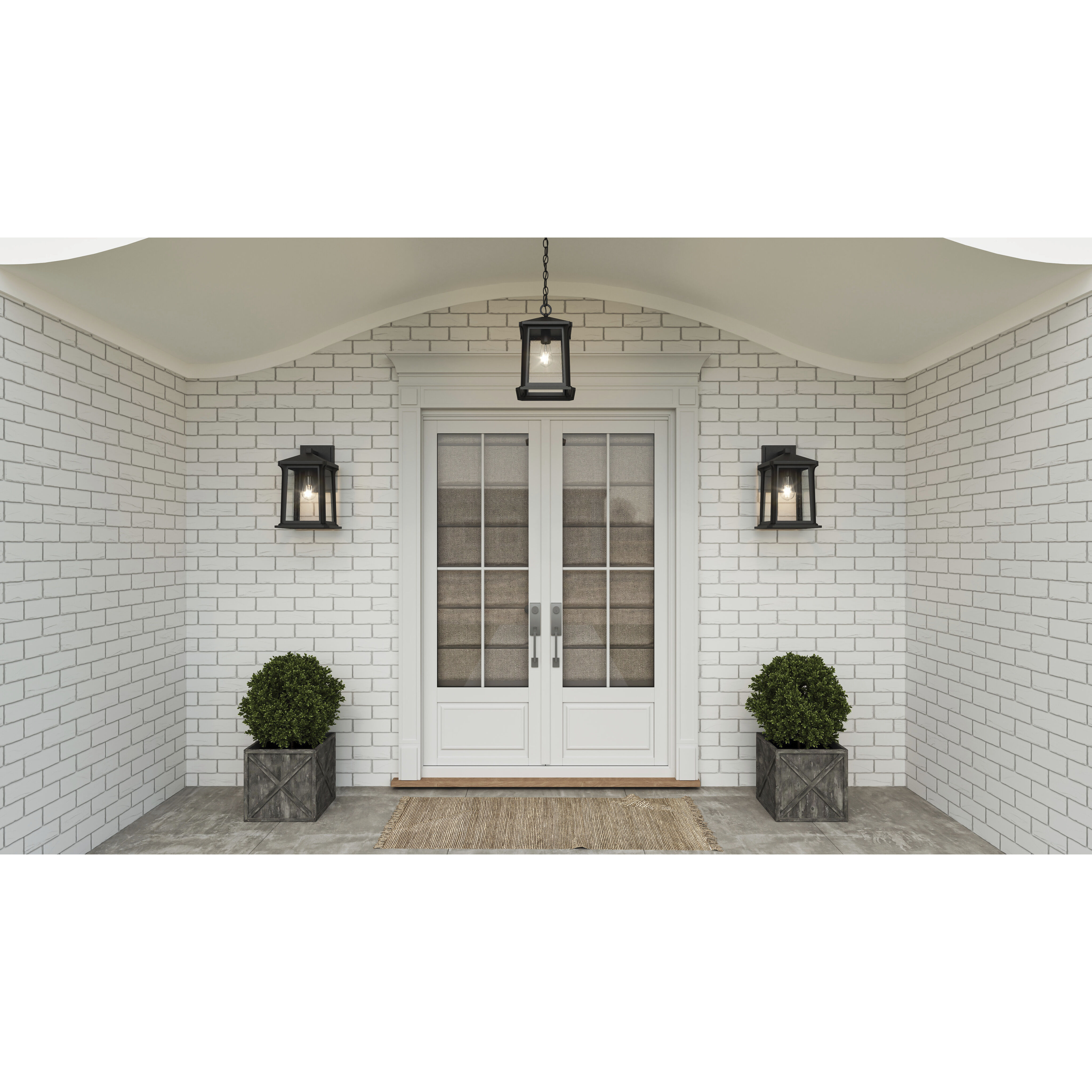 Satterfield 1 Light 9 inch Matte Black Outdoor Hanging Lantern