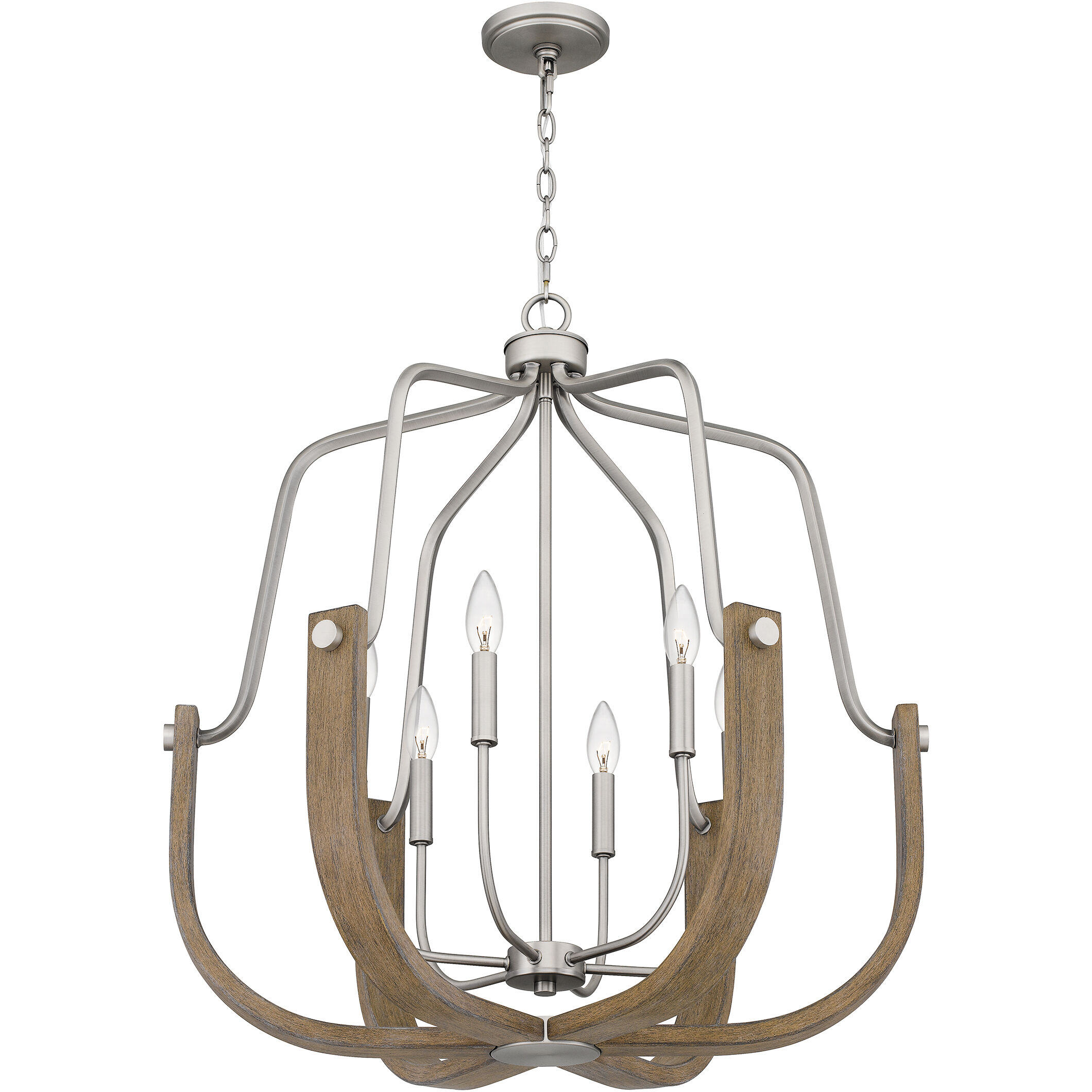 Challis 6 Light 28 inch Antique Nickel Chandelier Ceiling Light