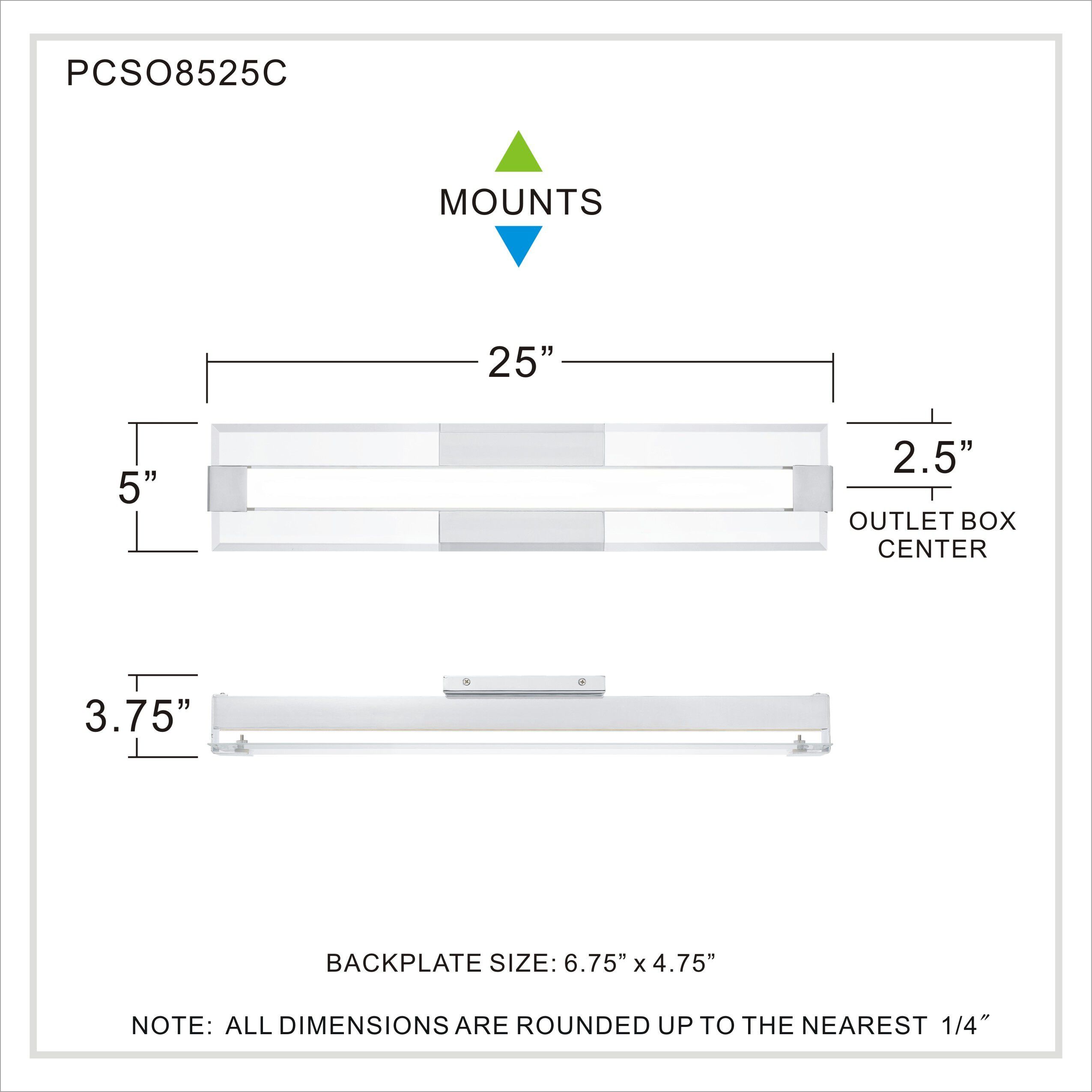 Salon LED 25 inch Polished Chrome Bath Light Wall Light