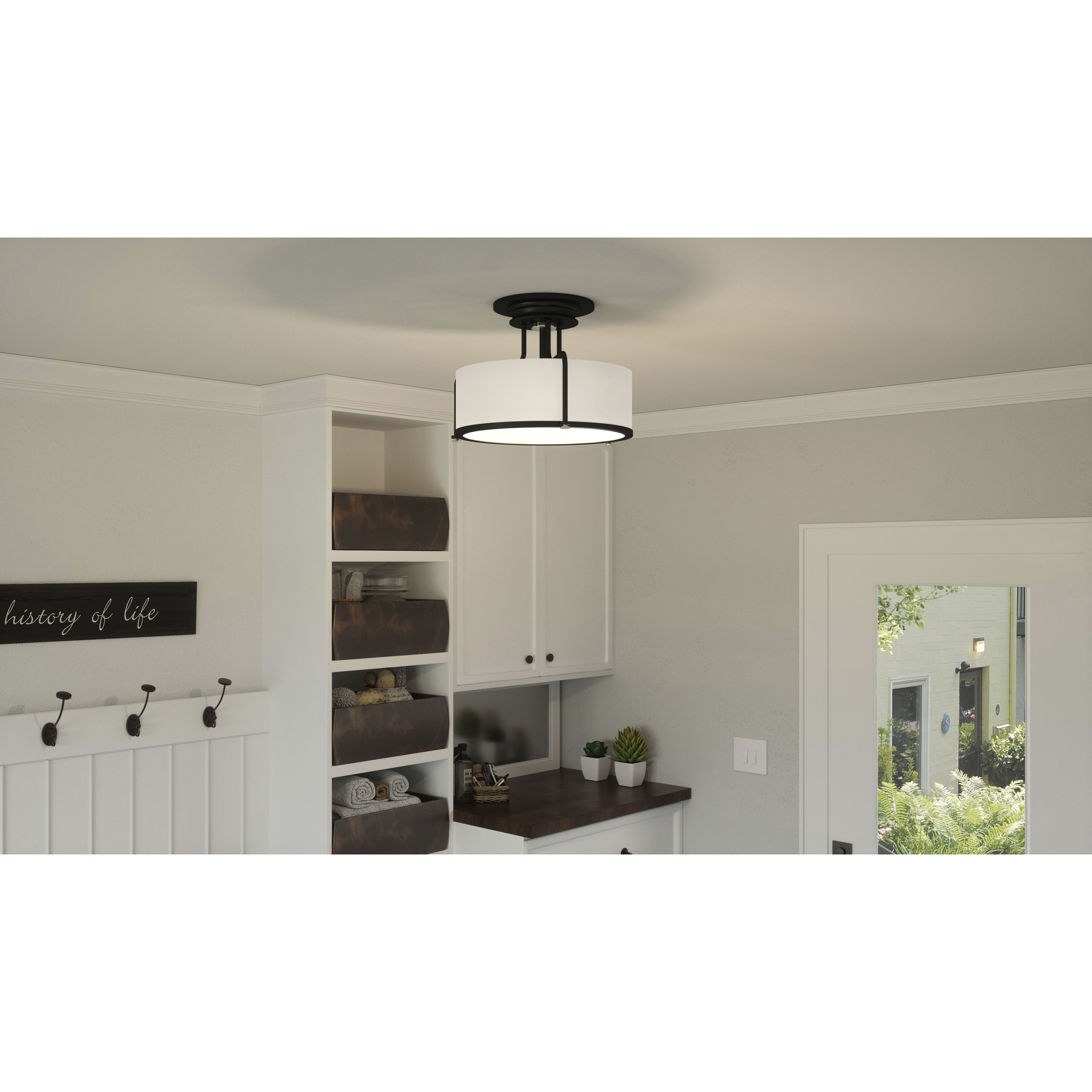 Rigel 3 Light 17.5 inch Earth Black Semi-Flush Mount Ceiling Light