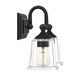 Nicholas 2 Light 15 inch Earth Black Bath Light Wall Light in Clear Glass