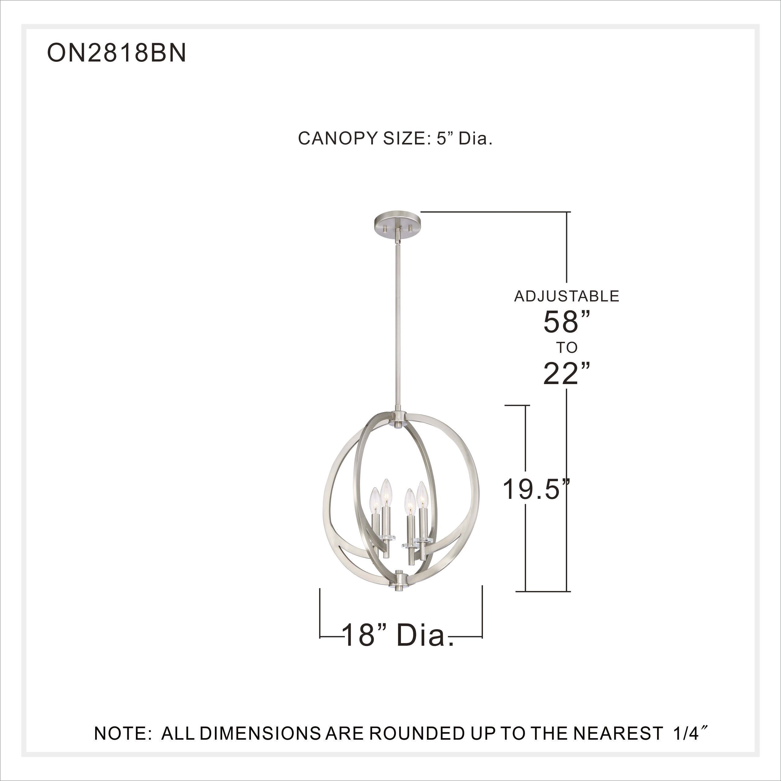 Orion 4 Light 18 inch Brushed Nickel Pendant Ceiling Light
