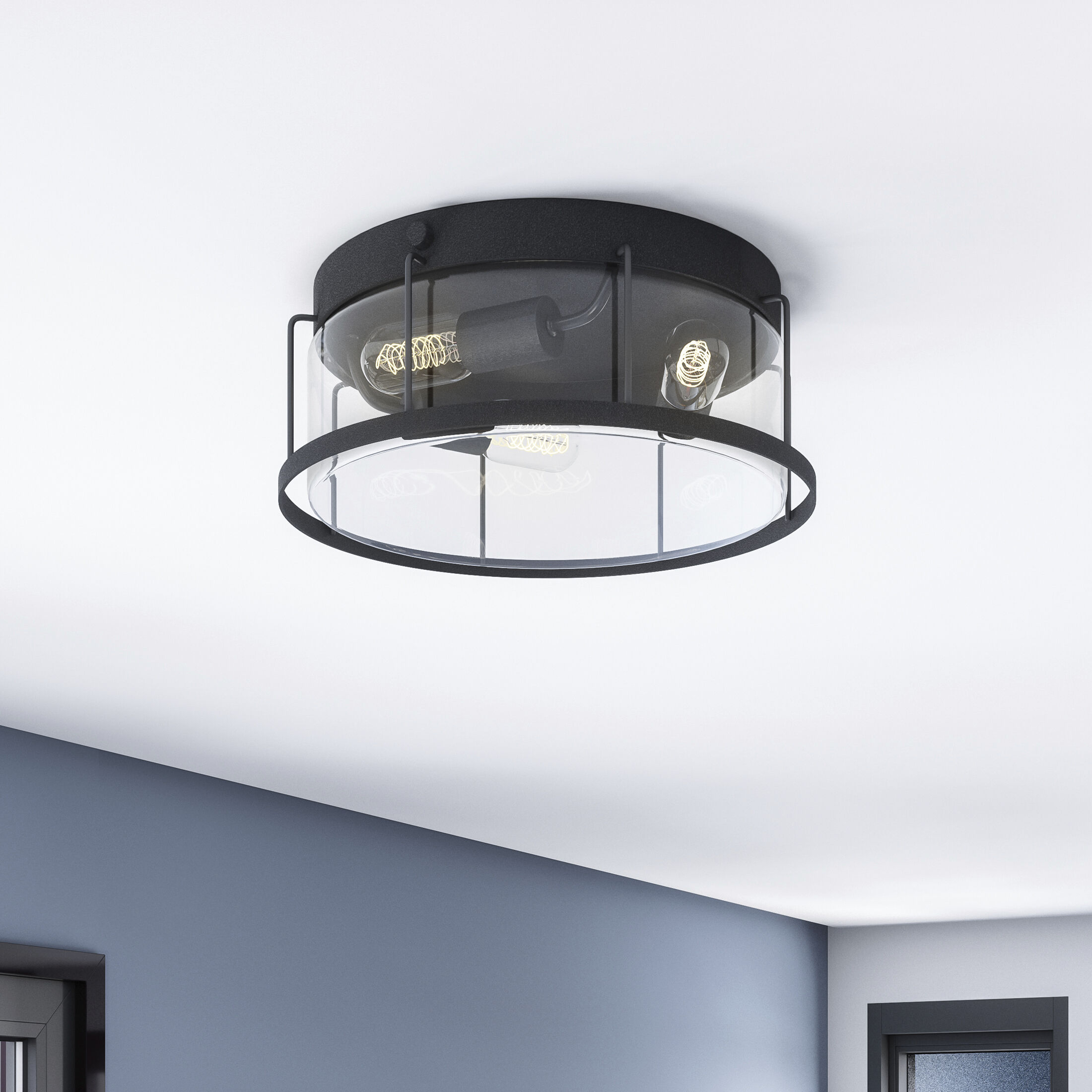 Ludlow 3 Light 13 inch Earth Black Semi-Flush Mount Ceiling Light