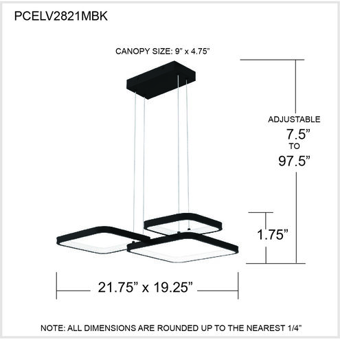 Elvive LED 22 inch Matte Black Pendant Ceiling Light