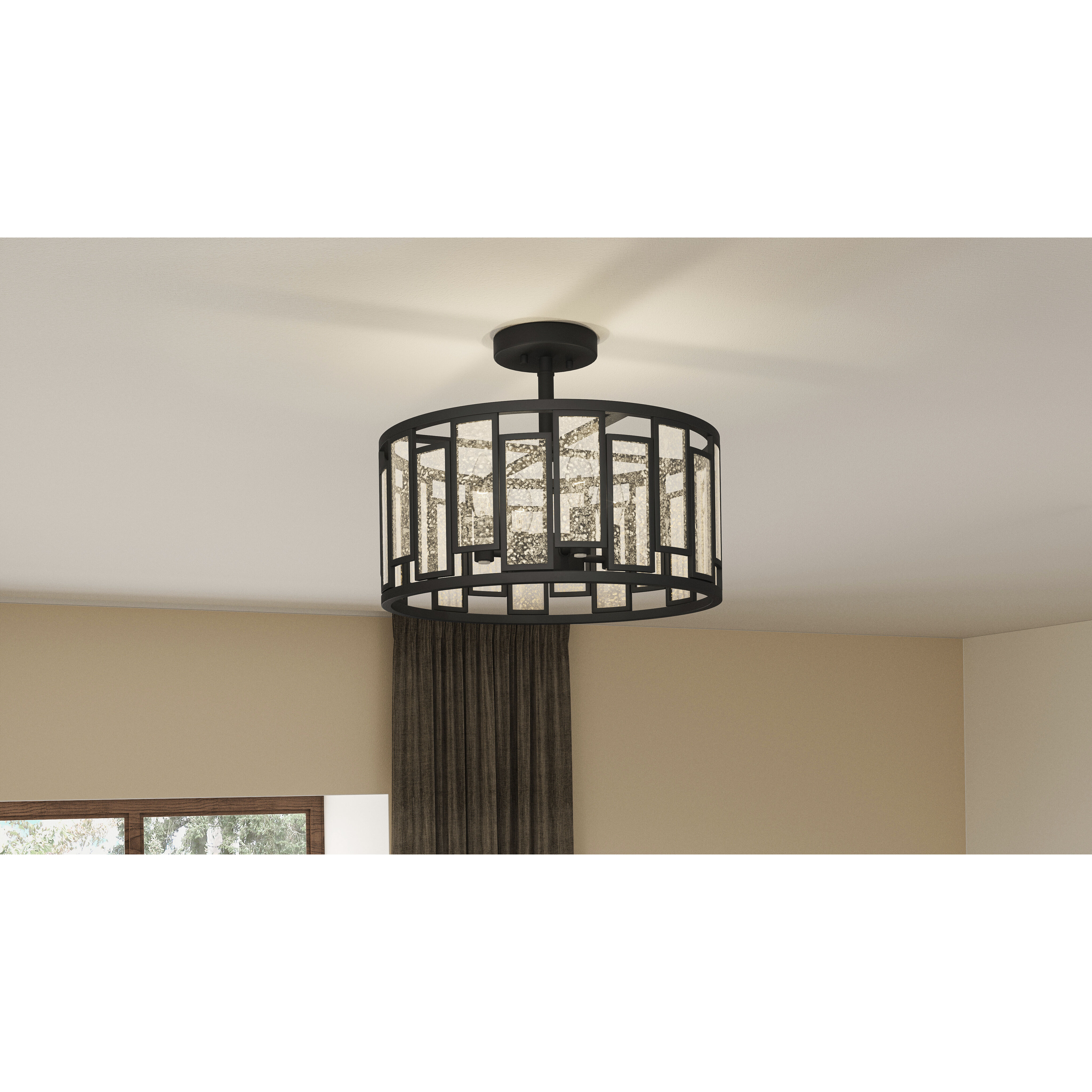 Bankston 4 Light 18 inch Matte Black Semi-Flush Mount Ceiling Light