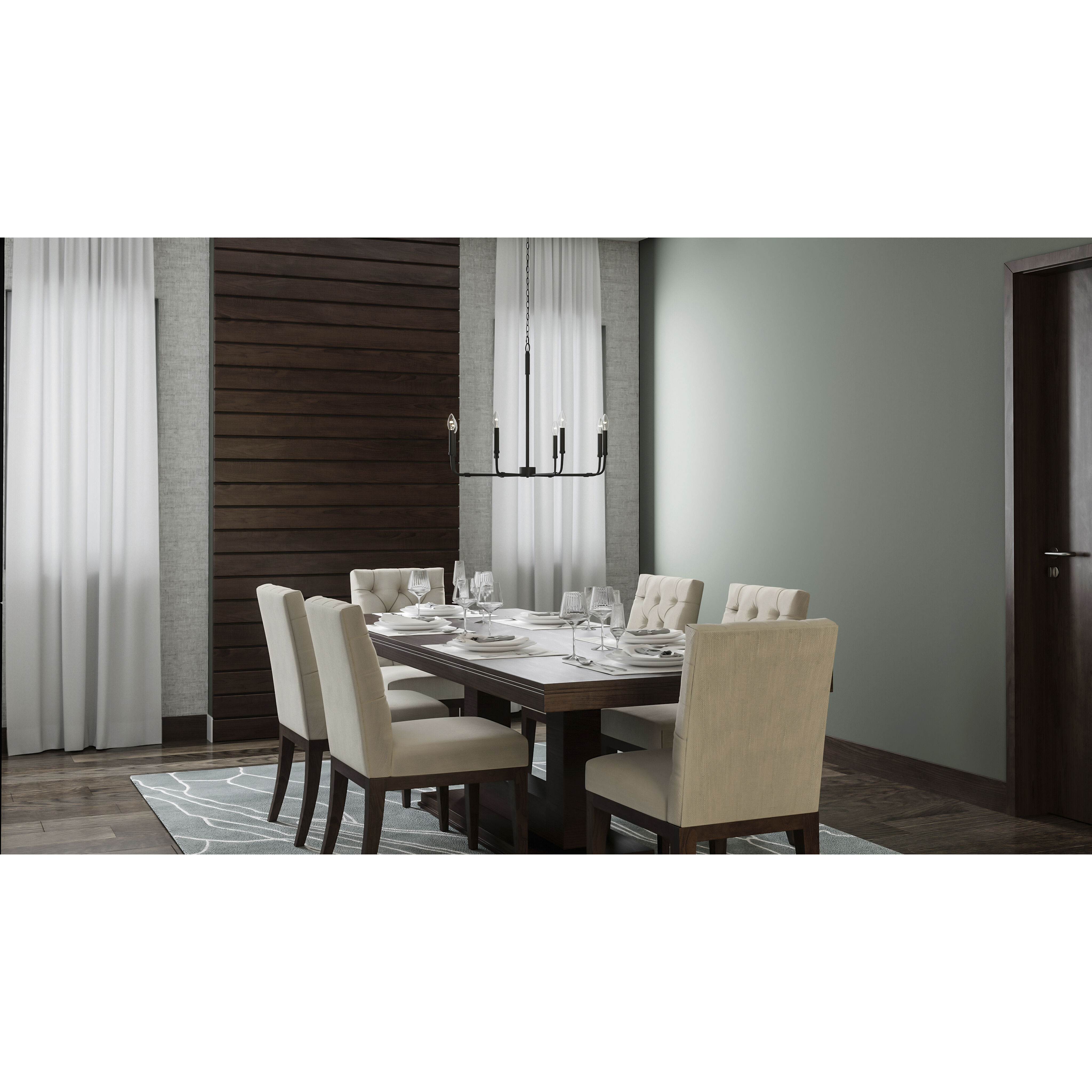 Abner 8 Light 28 inch Matte Black Chandelier Ceiling Light