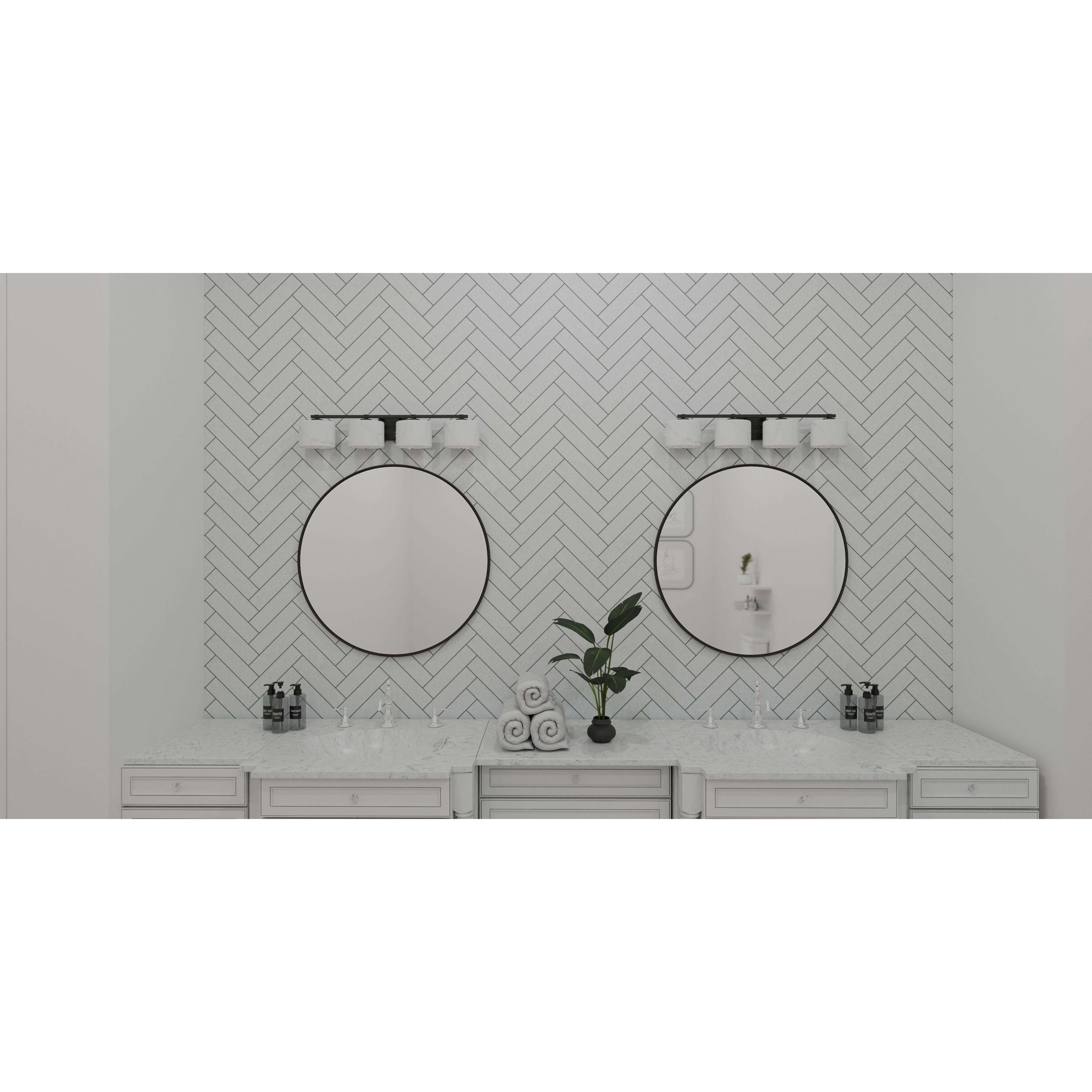 Mather 4 Light 32.75 inch Matte Black Bath Light Wall Light, Extra Large