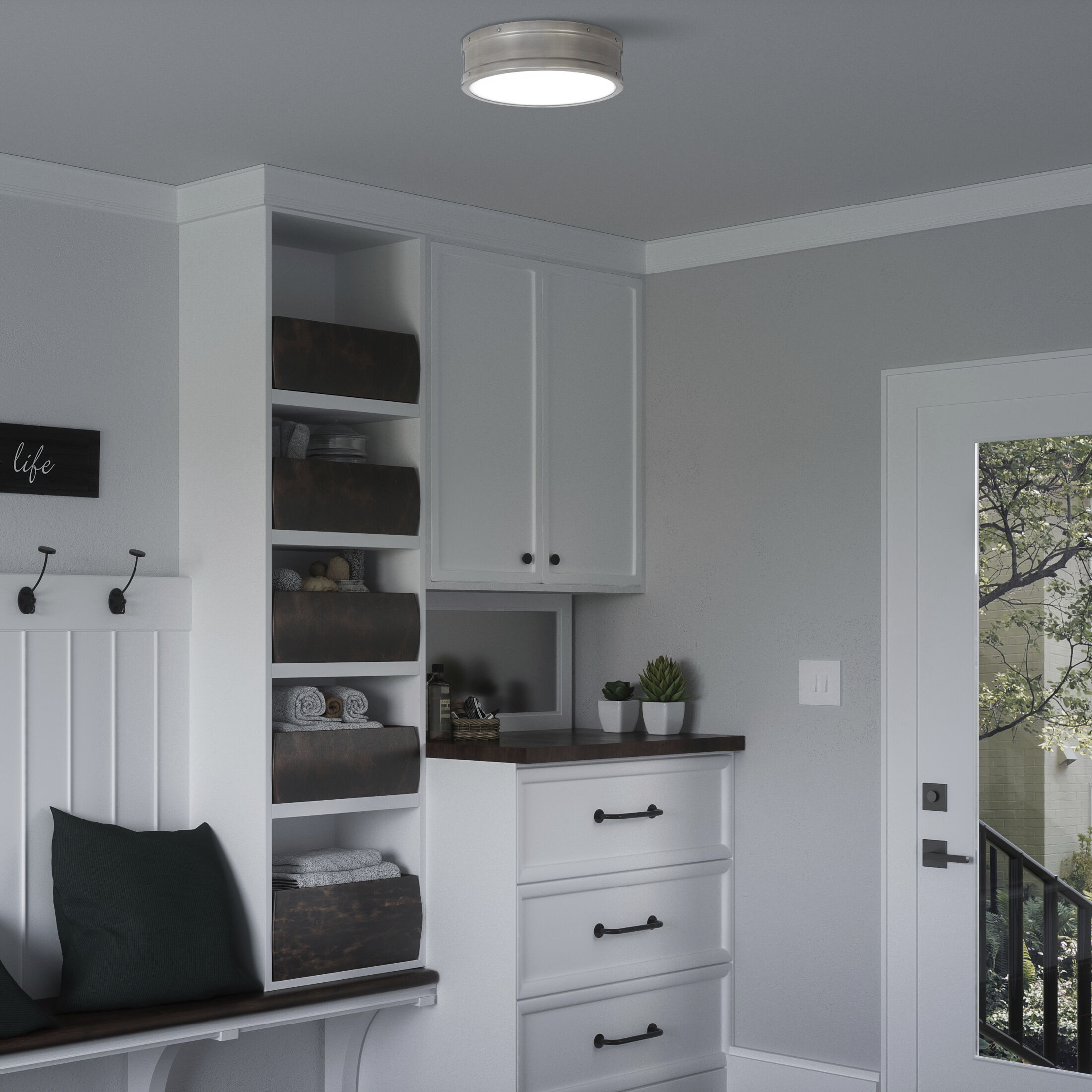 Ahoy LED 13 inch Antique Polished Nickel Flush Mount Ceiling Light