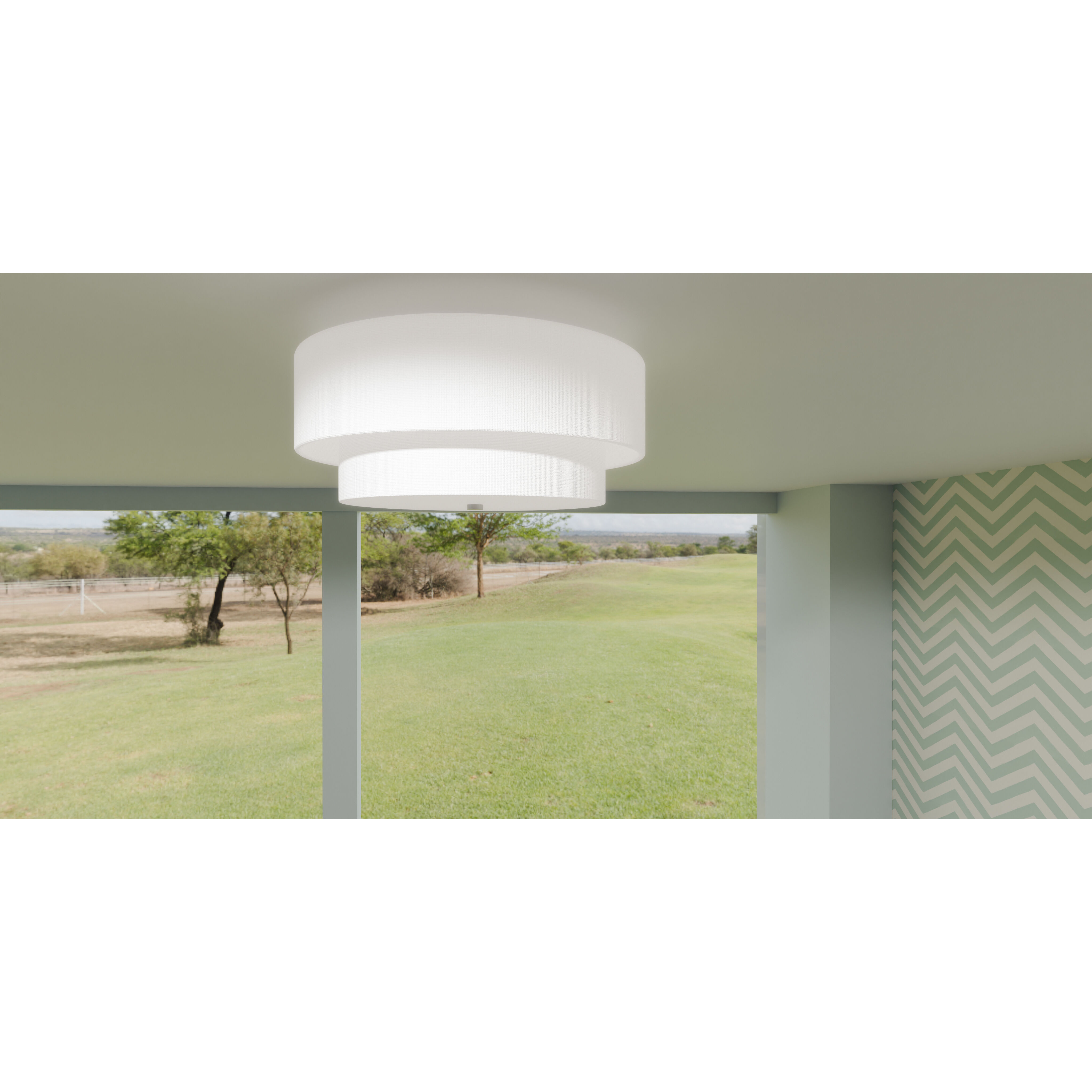 Prewett 2 Light 16 inch Brushed Nickel Semi-Flush Mount Ceiling Light