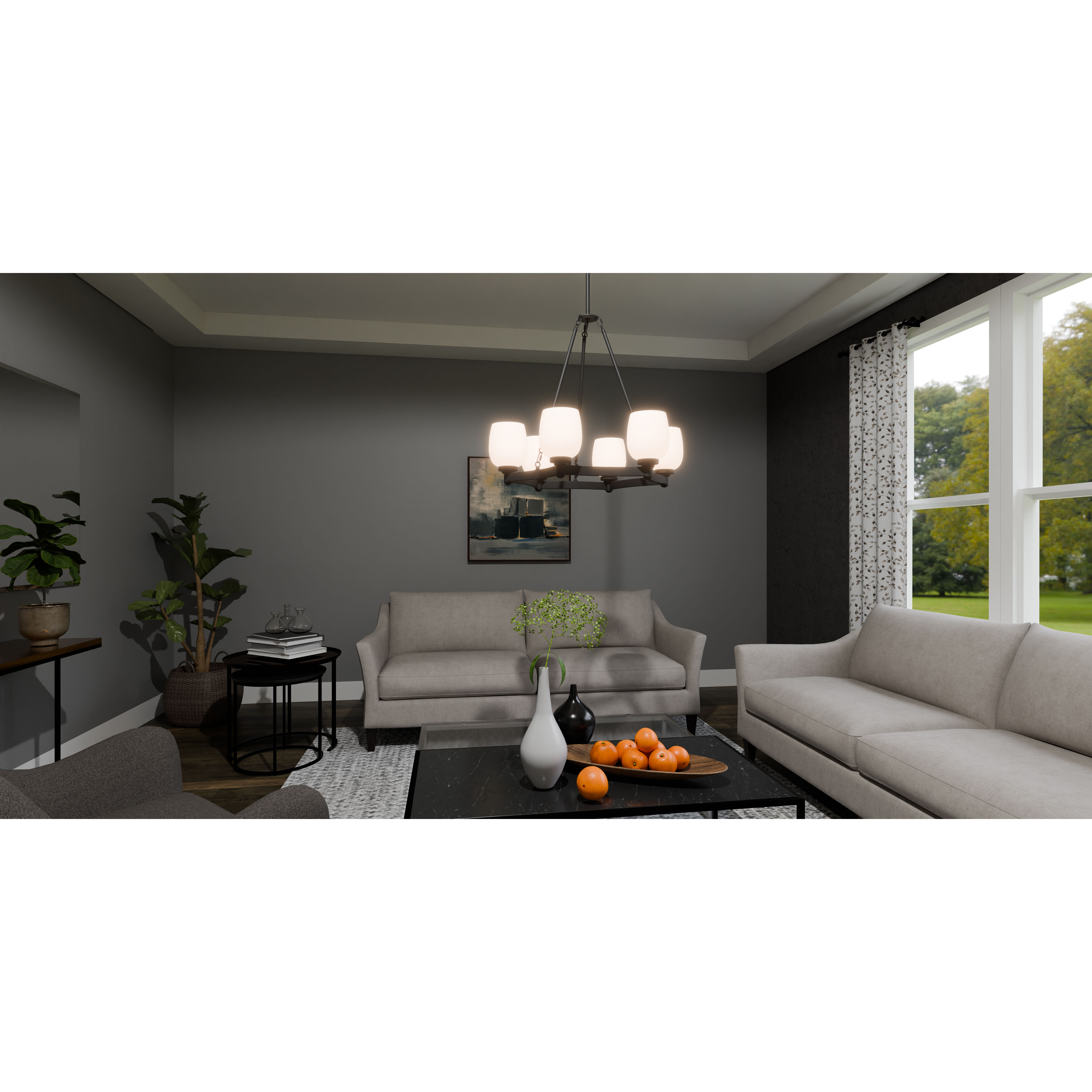 Penning 6 Light 28 inch Matte Black Chandelier Ceiling Light