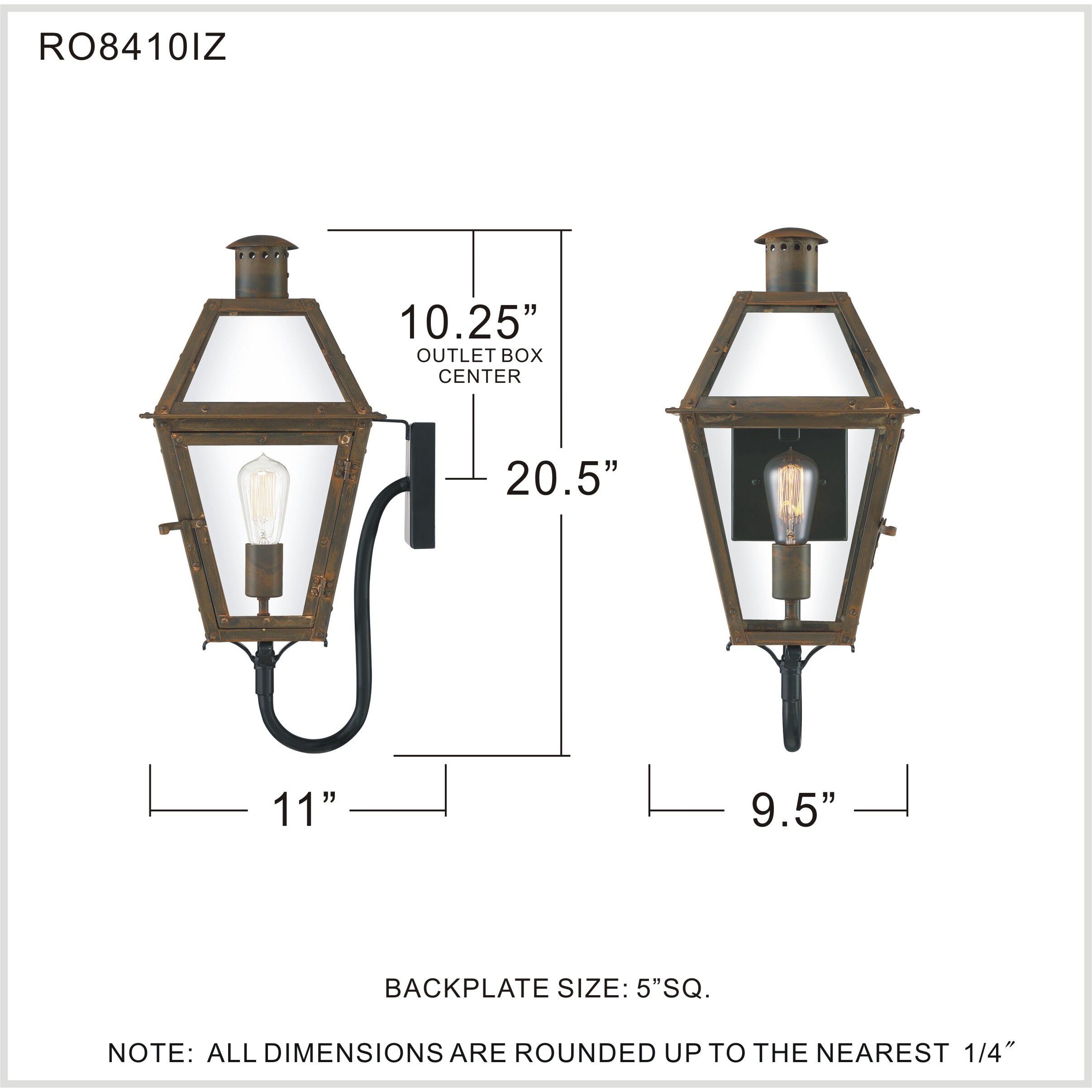 Rue De Royal 1 Light 21 inch Industrial Bronze Outdoor Wall Lantern