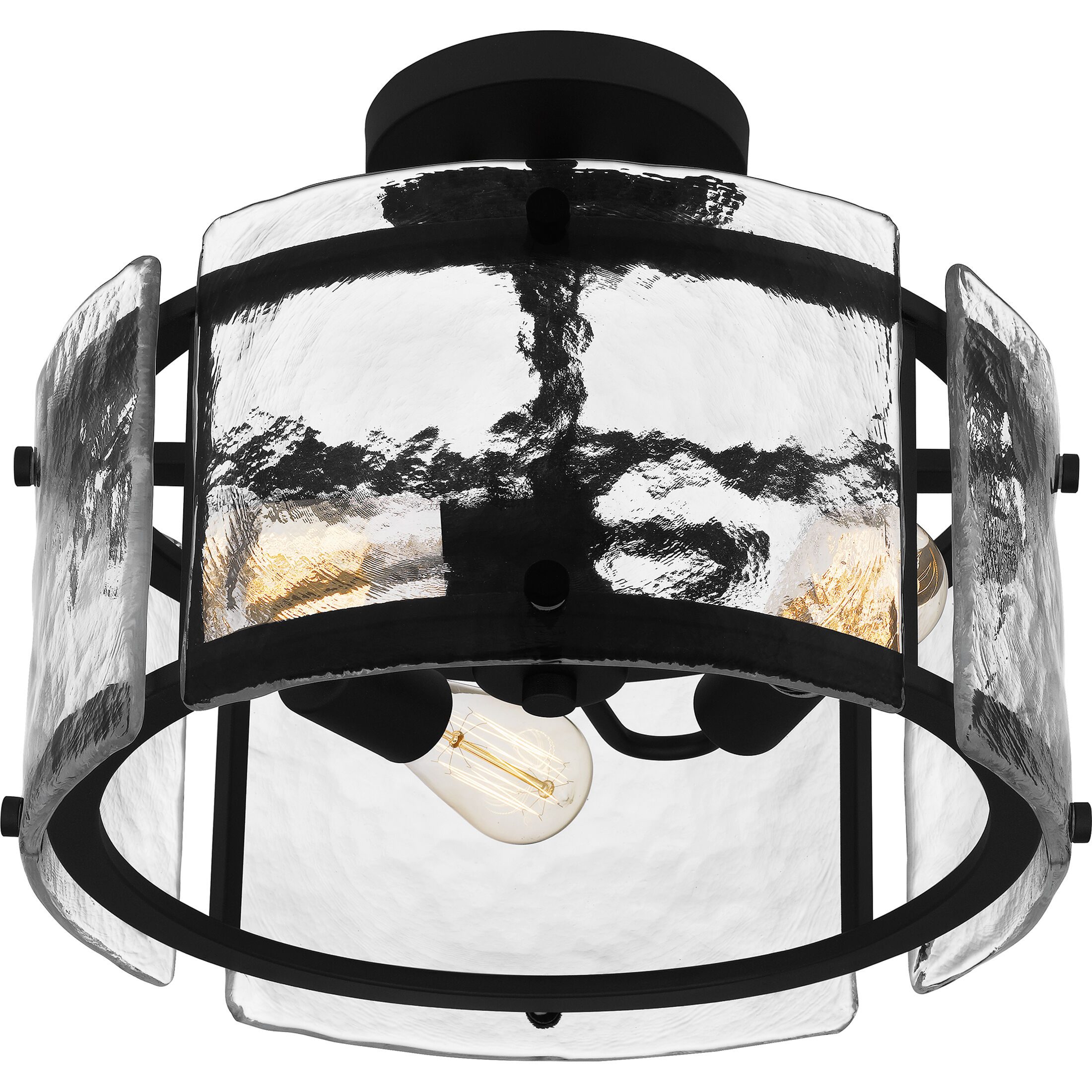Fortress 3 Light 16 inch Earth Black Semi-Flush Mount Ceiling Light