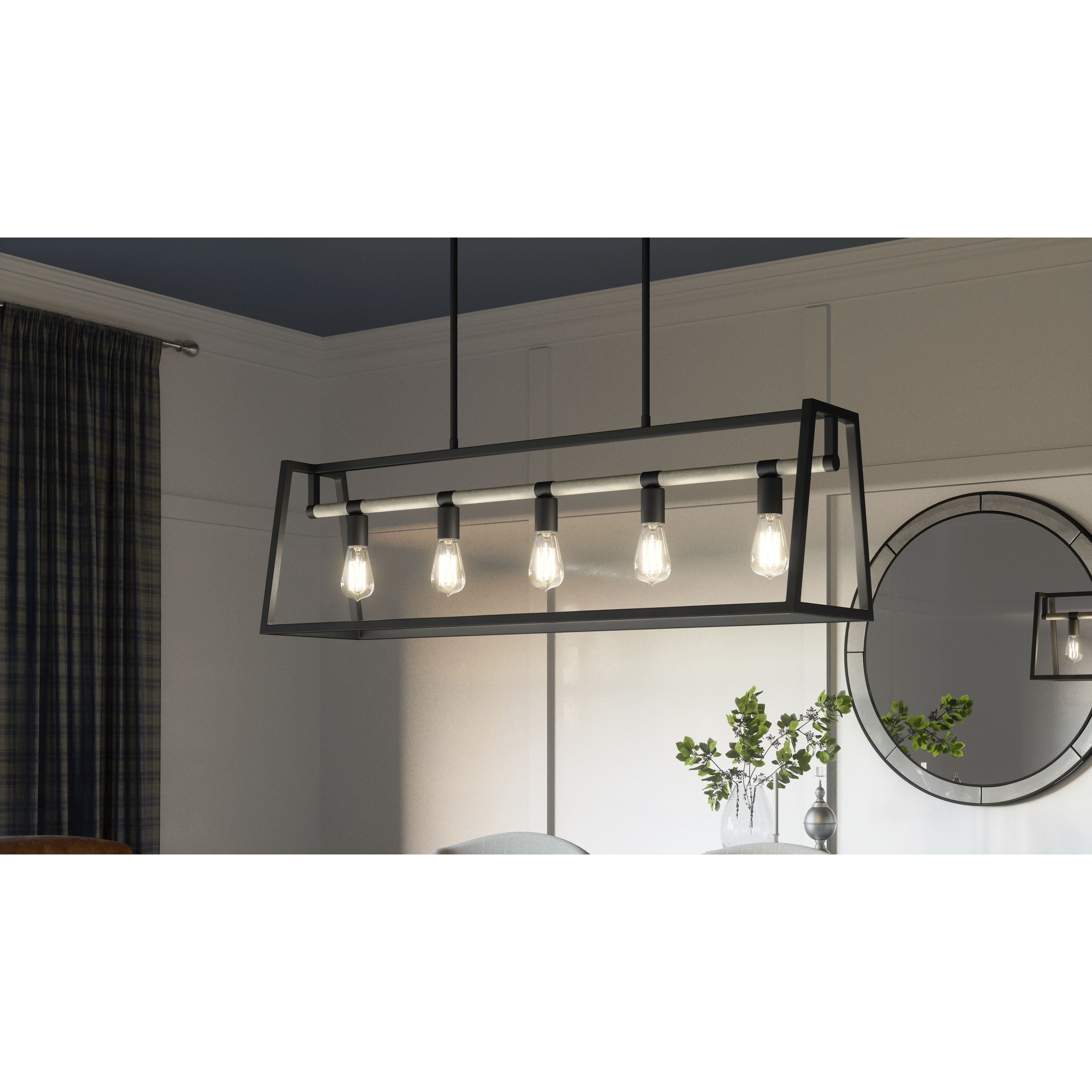 Tippet 5 Light 42 inch Matte Black Island Light Ceiling Light