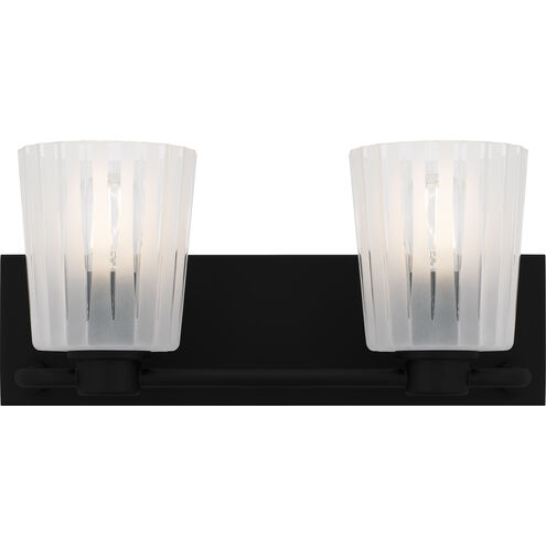 Gray 2 Light 16 inch Matte Black Bath Light Wall Light, Medium