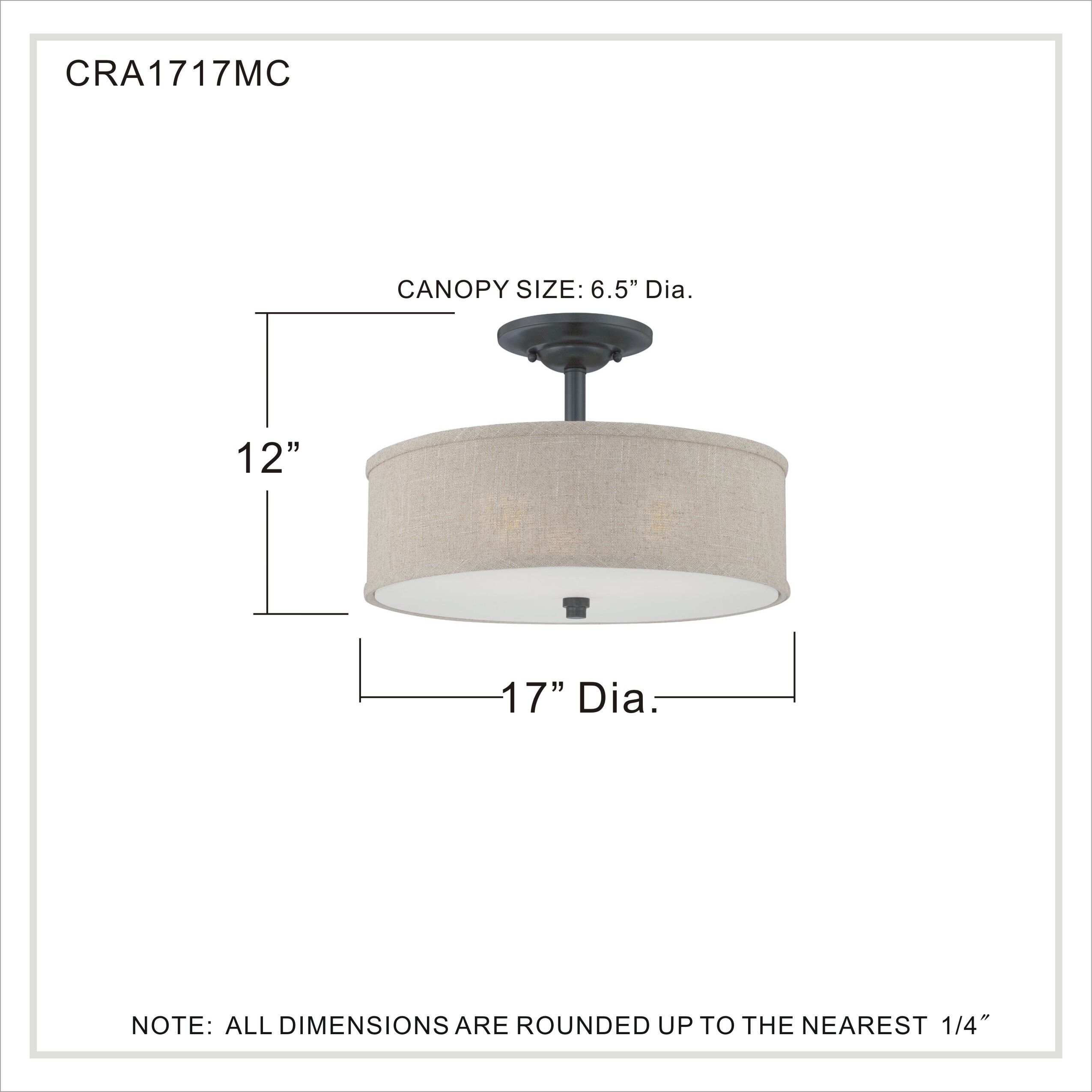 Cloverdale 3 Light 17 inch Mottled Cocoa Semi-Flush Mount Ceiling Light