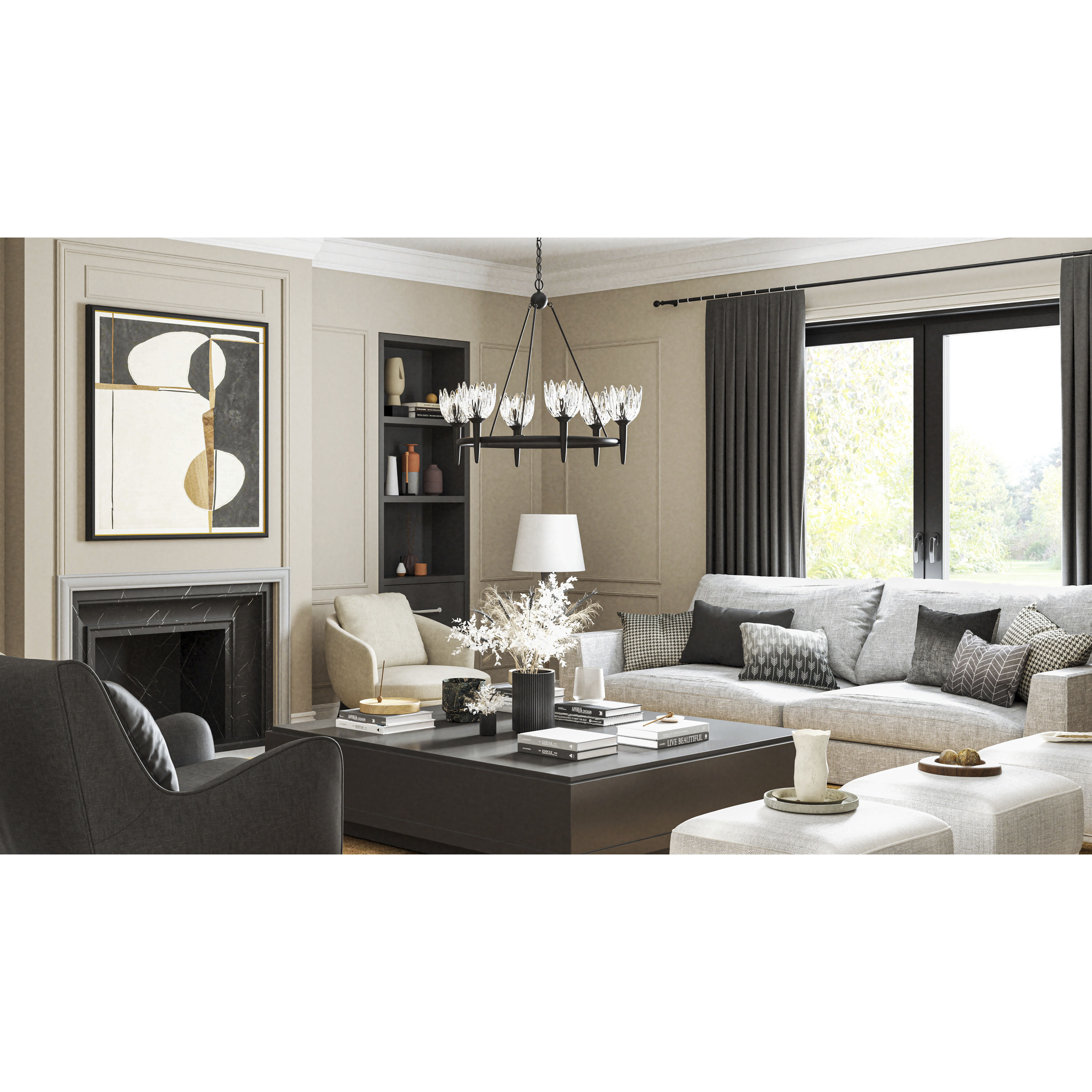 Shea 6 Light 31 inch Matte Black Chandelier Ceiling Light