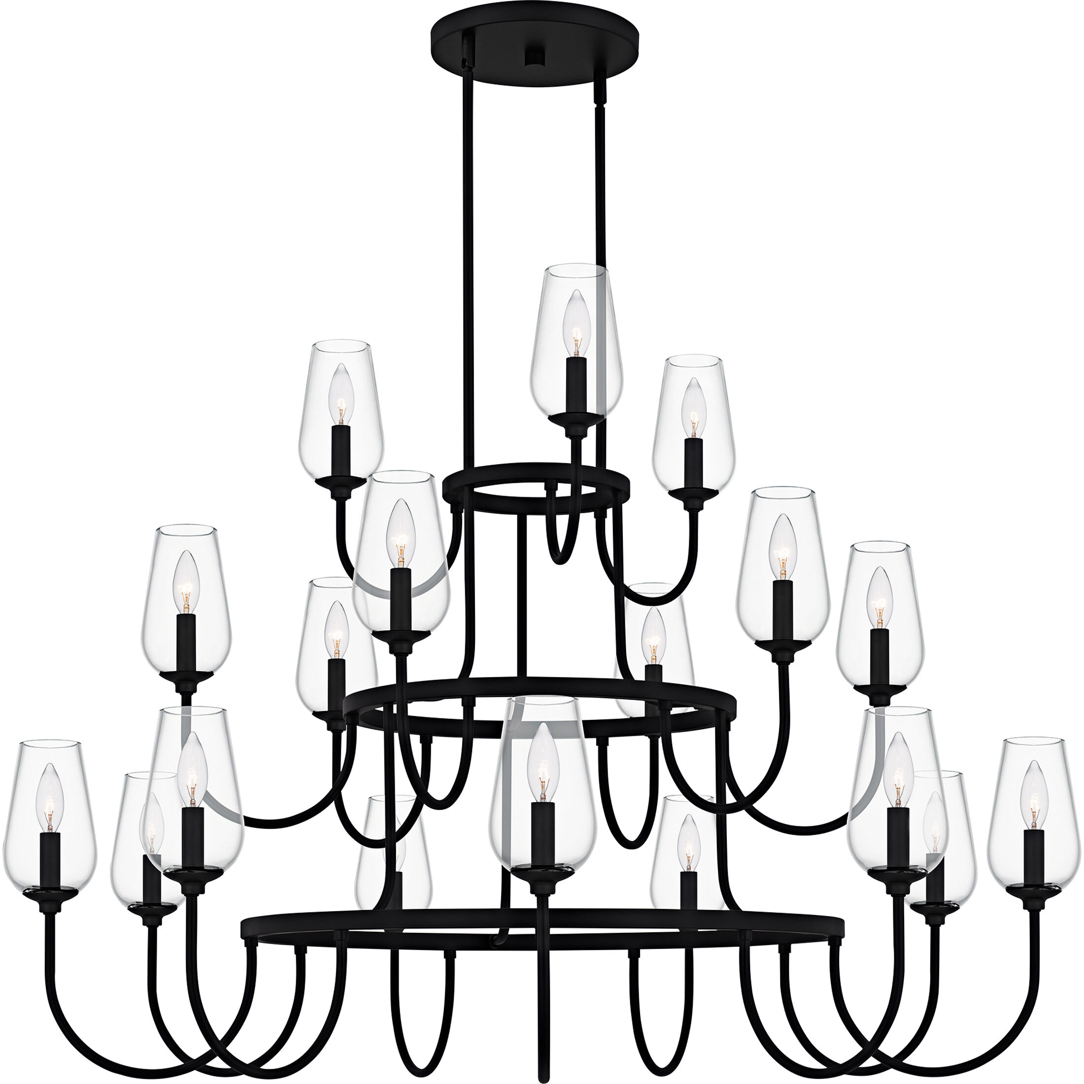 Viscount 18 Light 48 inch Matte Black Chandelier Ceiling Light