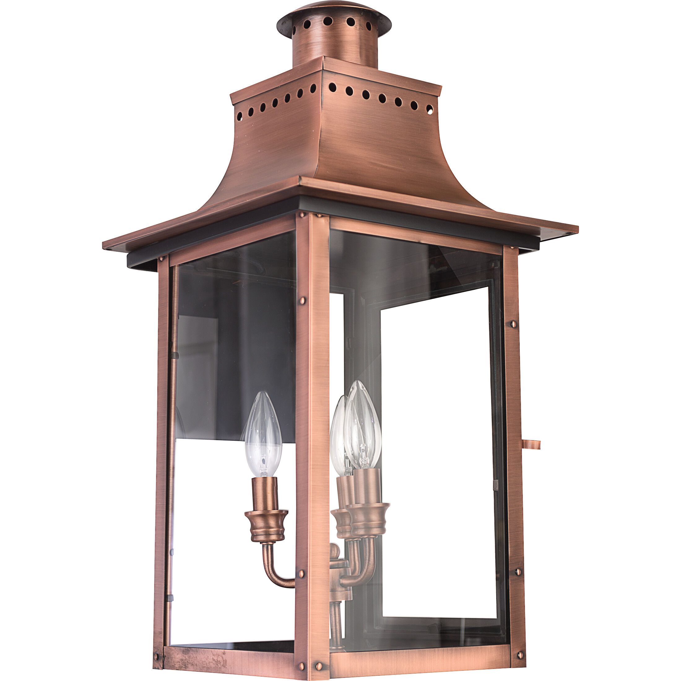 Quoizel Lighting Chalmers 3 Light Outdoor Wall Lantern in Aged