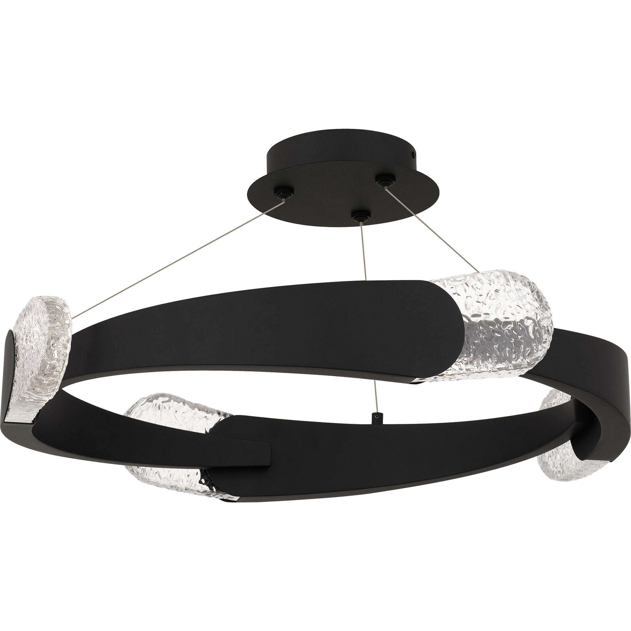 Saffron LED 24 inch Matte Black Semi-Flush Mount Ceiling Light, Extra Large