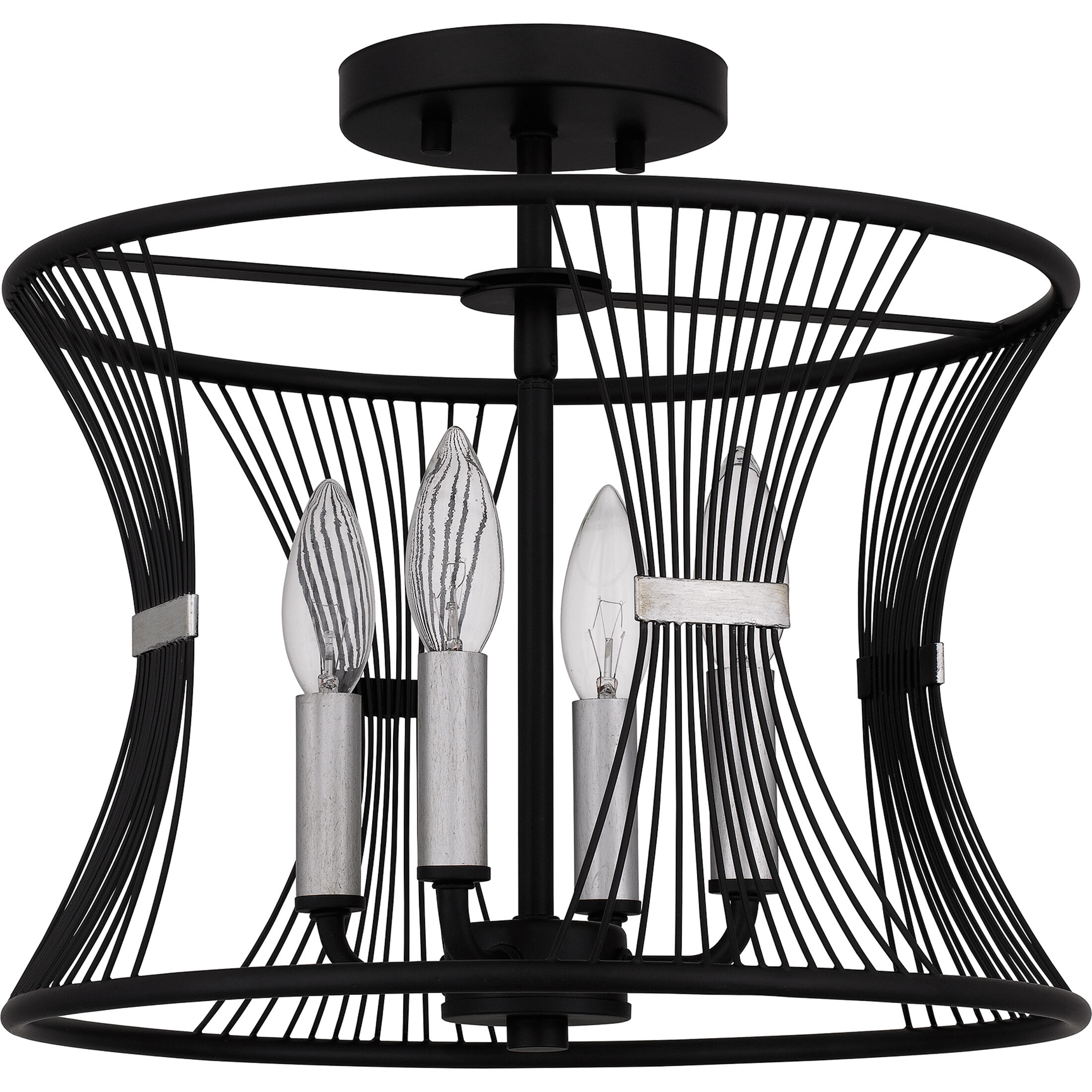 Leiland 4 Light 14 inch Matte Black Semi-Flush Mount Ceiling Light