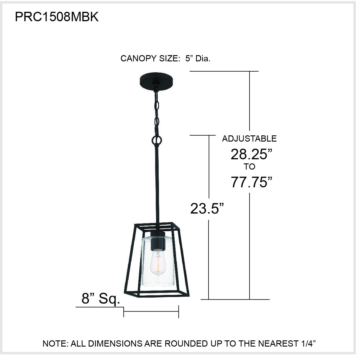 Prescott 1 Light 8 inch Matte Black Mini Pendant Ceiling Light, Small