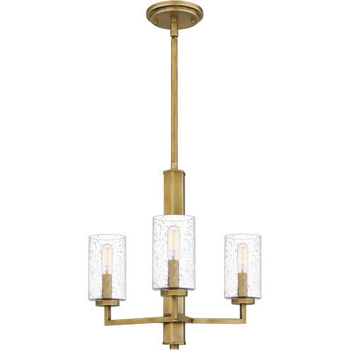 Sunburst 3 Light 18 inch Weathered Brass Chandelier Ceiling Light
