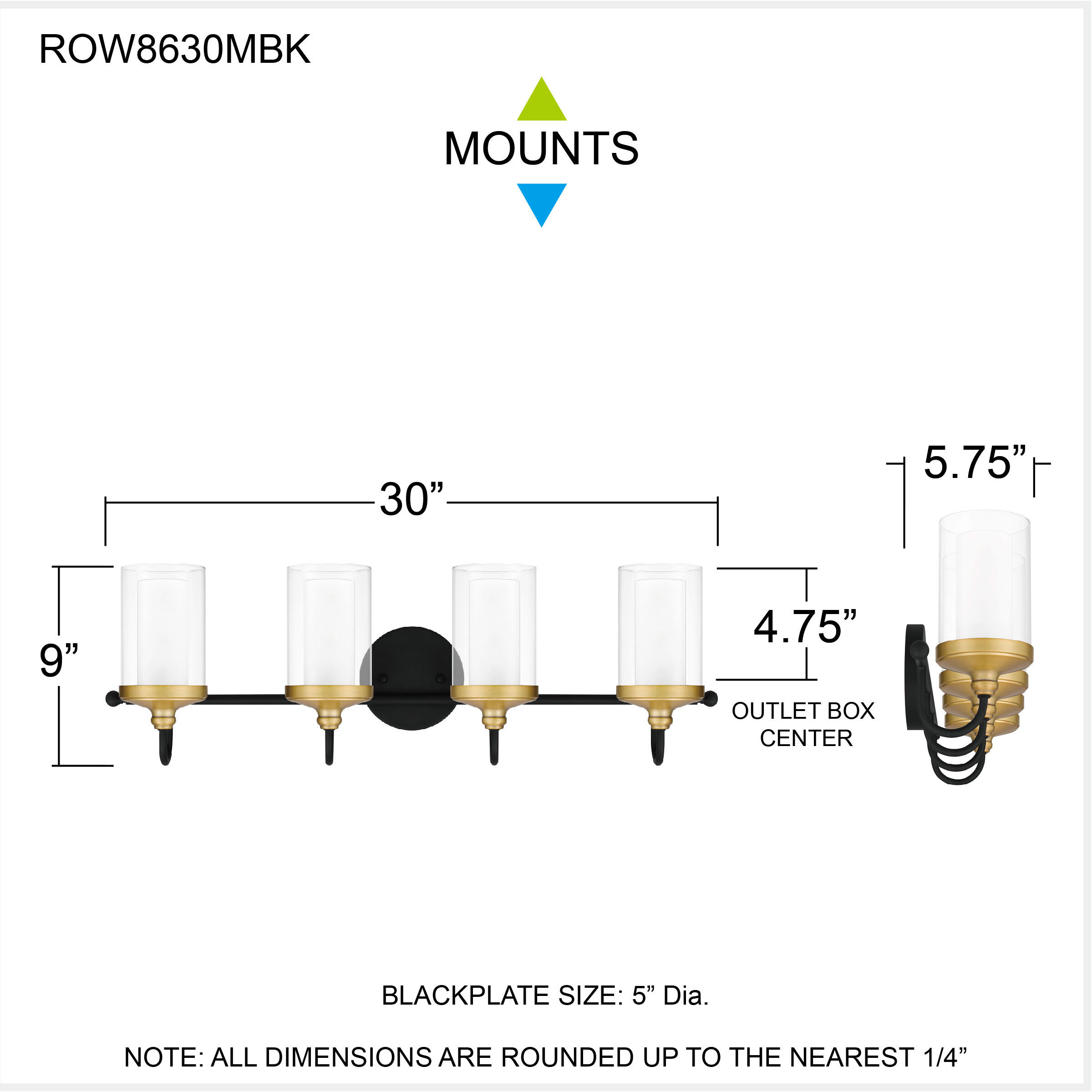 Rowland 4 Light 30 inch Matte Black Bath Light Wall Light